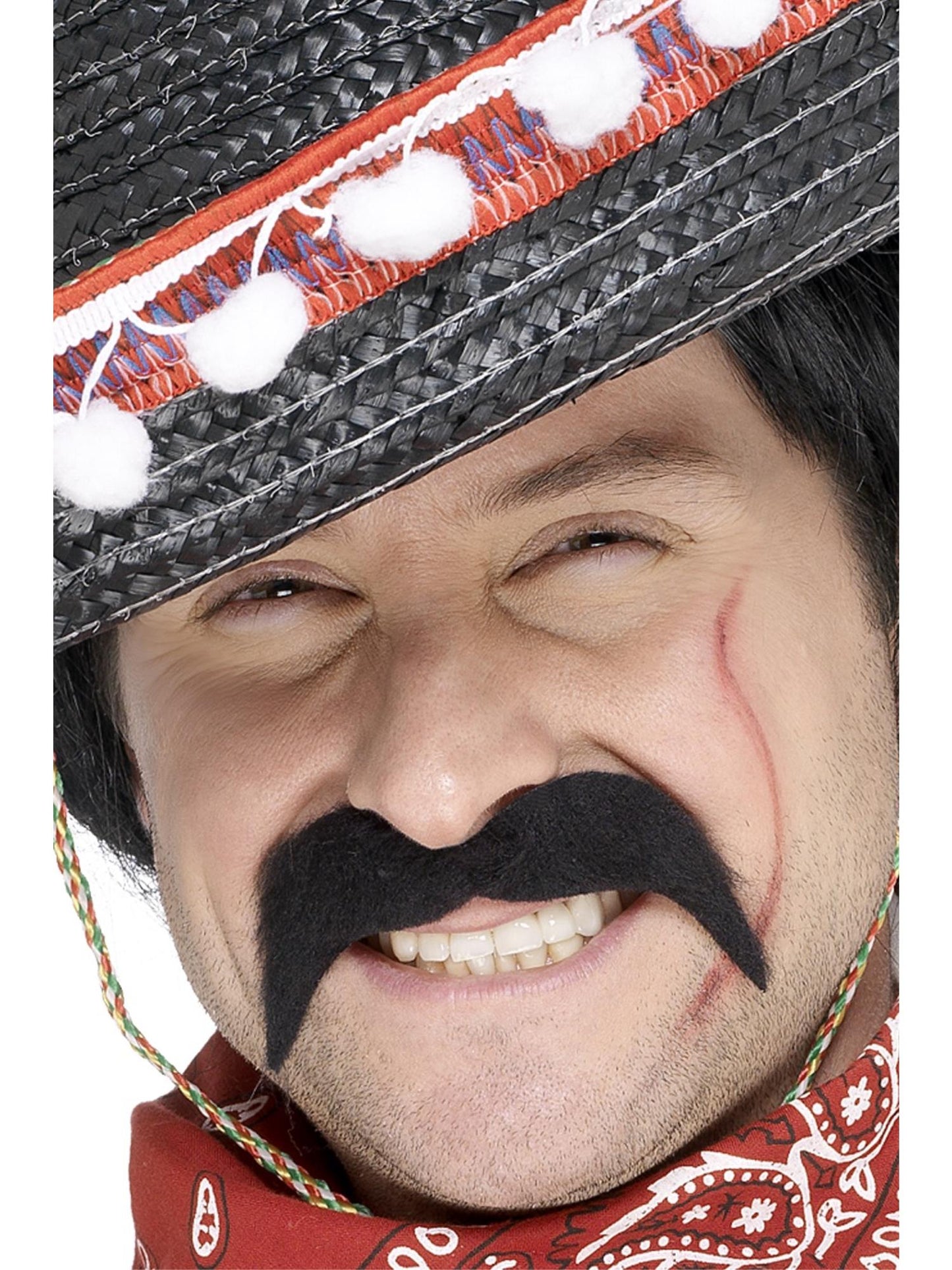 Moustache de bandit mexicain, noire, autoadhésive