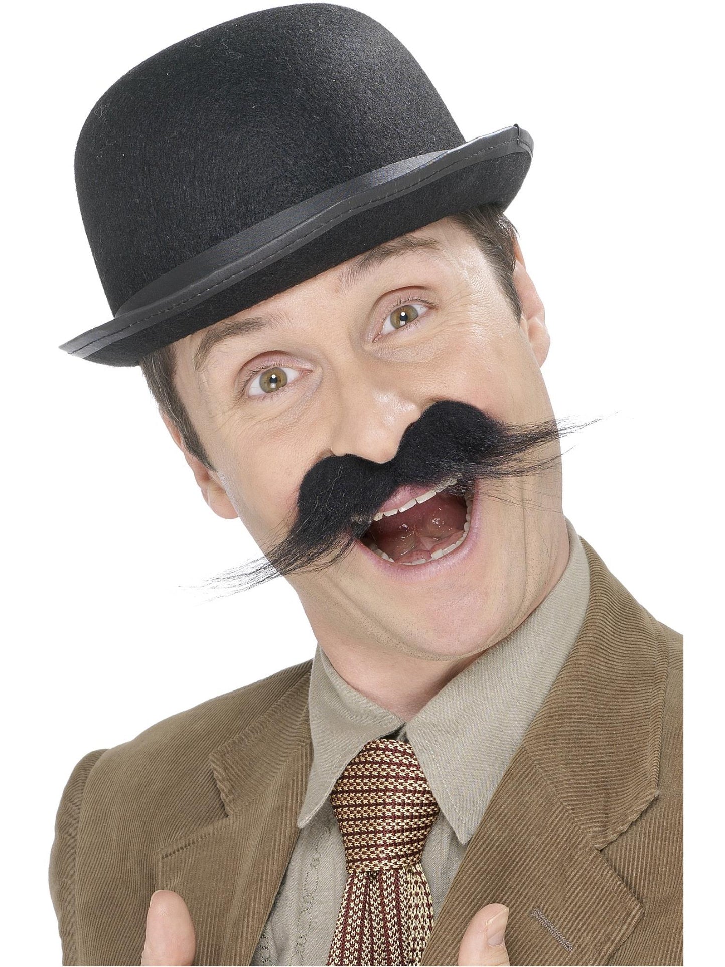 Moustache inspecteur vieille Angleterre, noir, fournie, autoadhésive