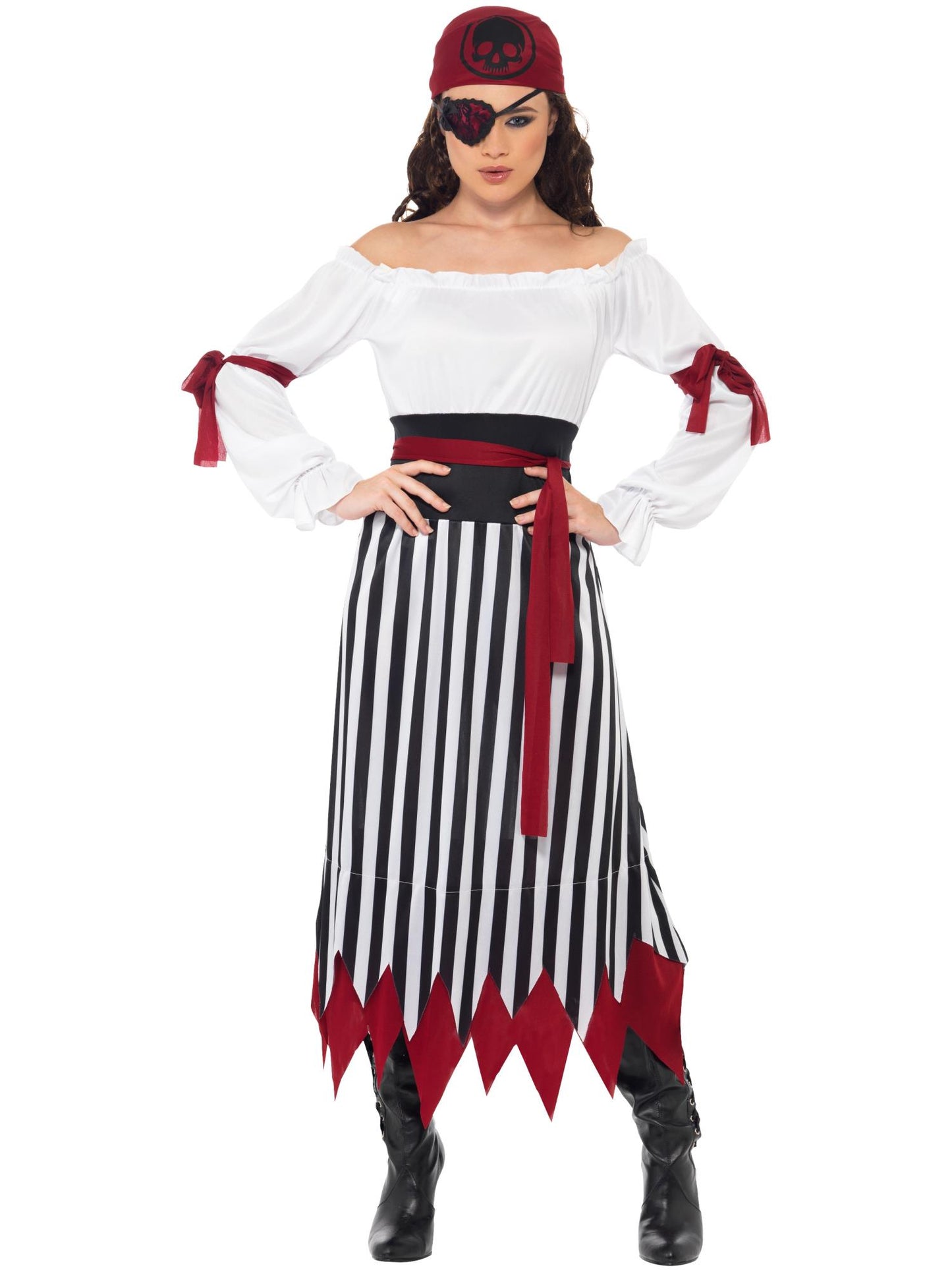 Costume piratine, robe avec bracelets, ceinture et bandeau