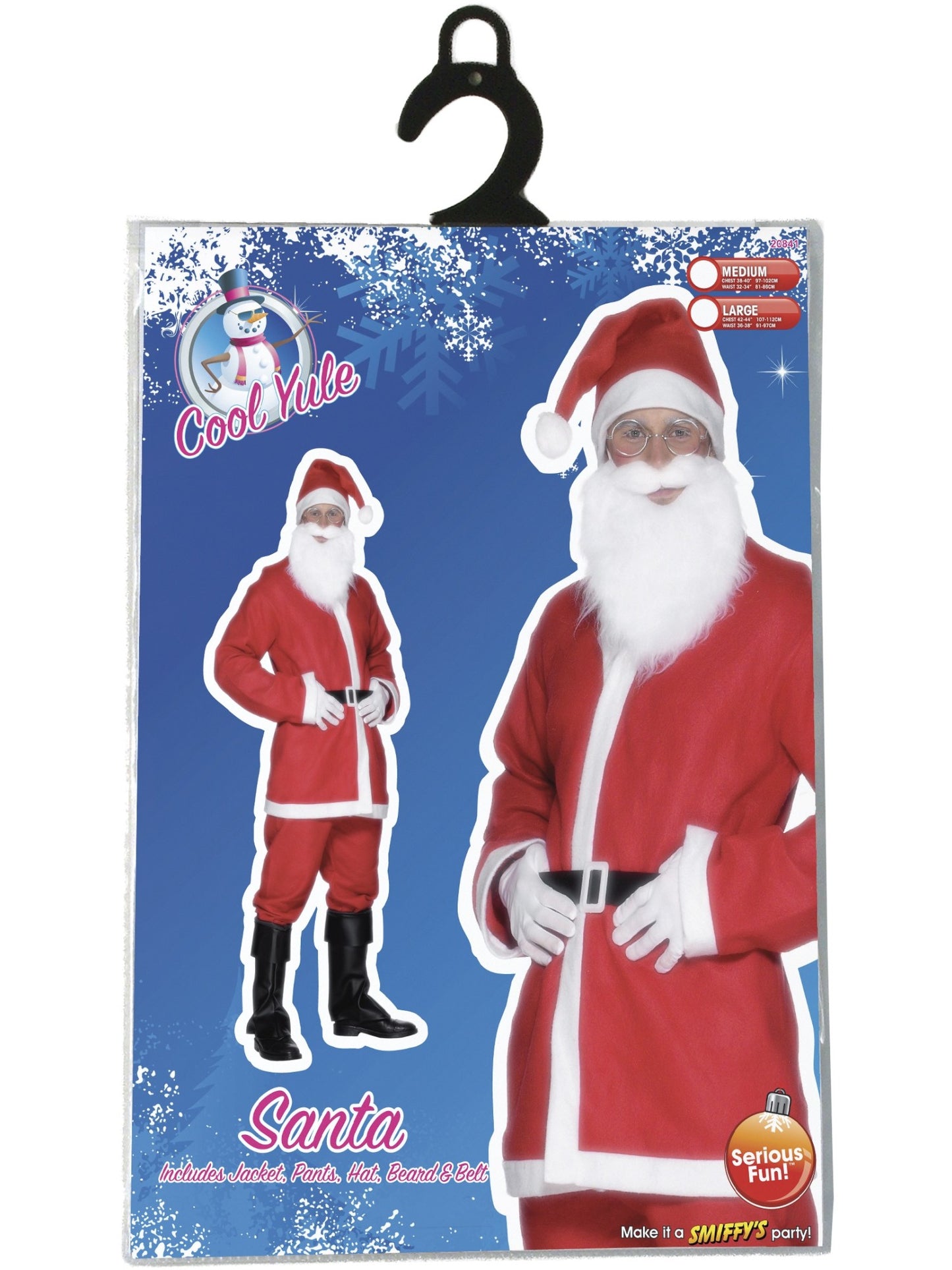 Kostüm Weihnachtsmannanzug, Rot, mit Jacke, Hose, Bart, Mütze und Gürtel