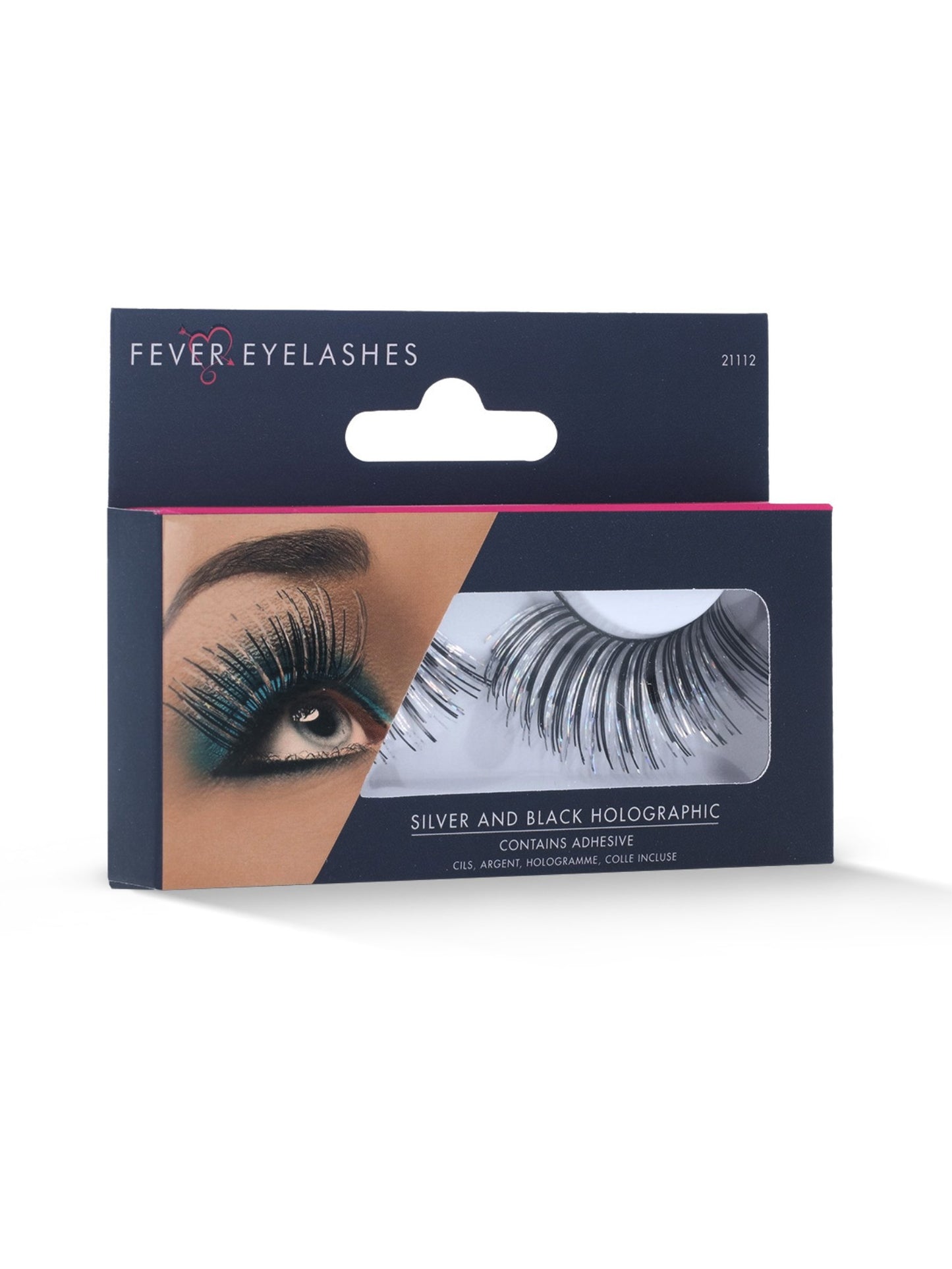Cils, argent, hologramme, avec colle