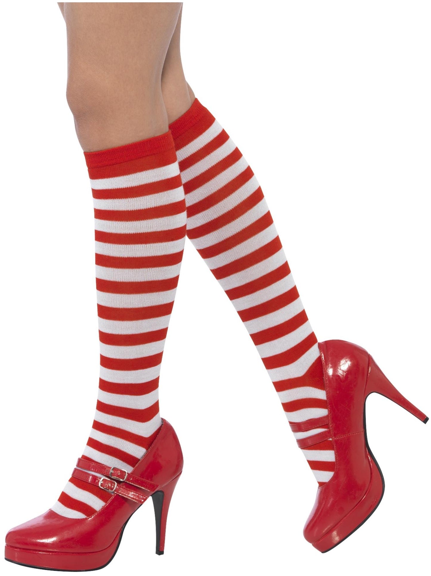 Striped Socks, Long, Red & White Wholesale