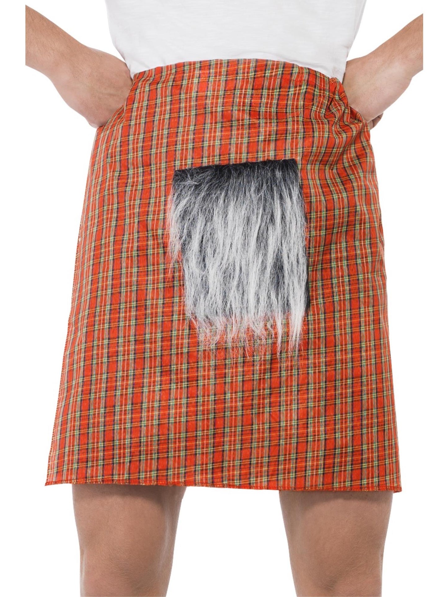 Tartan Kilt, Rot, mit Fellaufsatz