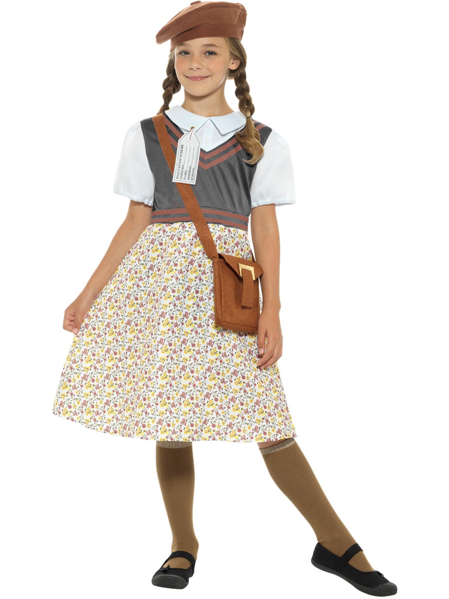 Evacuee School Girl Costume, Grey Wholesale