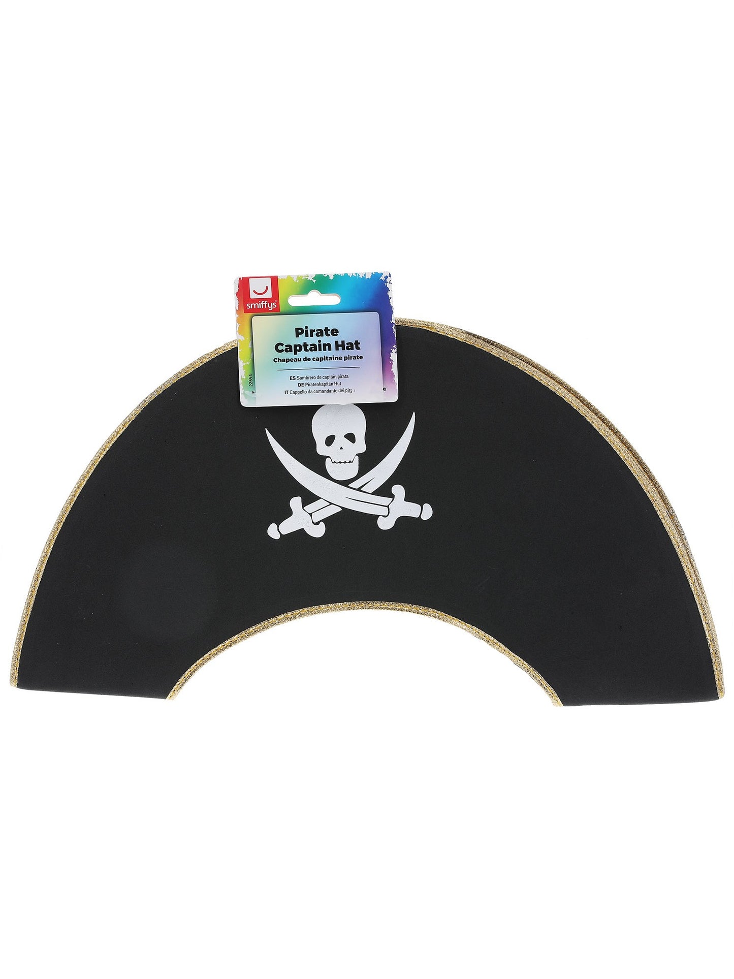 Piratenkapitän Hut, Schwarz, mit Totenkopf und gekreuzten Knochen, auf der Anzeigen-Karte
