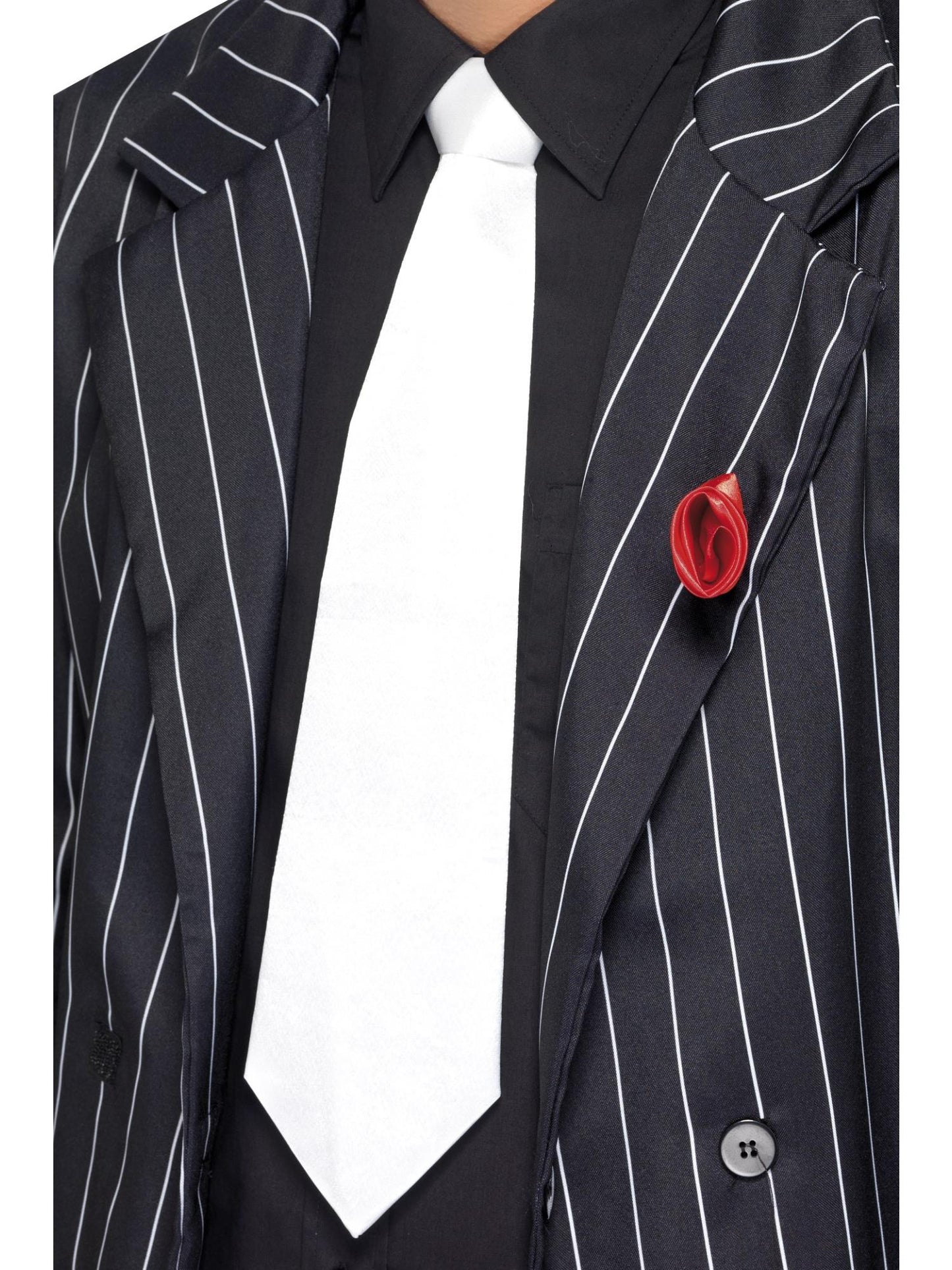 Corbata blanca de gánster con goma