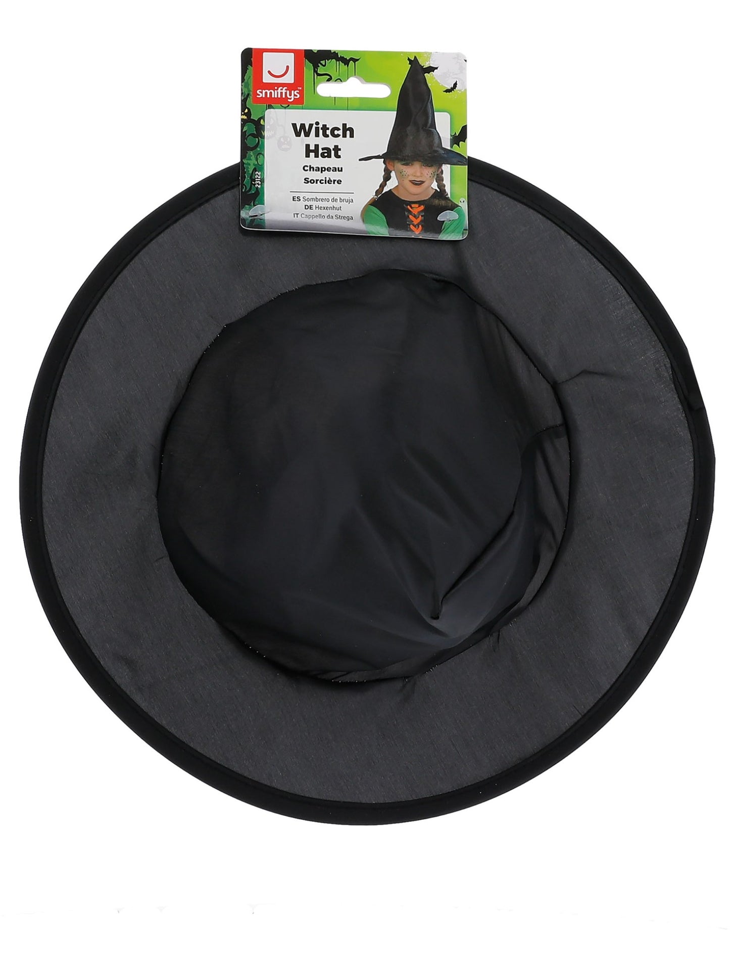 Sombrero de bruja, Negro, Infantil, 30cm de diámetro
