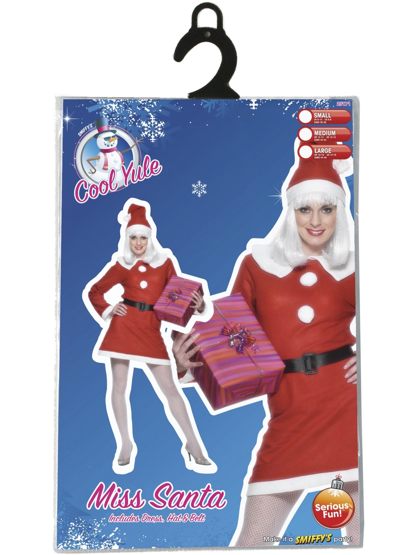 Costume de Mère Noël, Rouge, avec robe, ceinture et bonnet