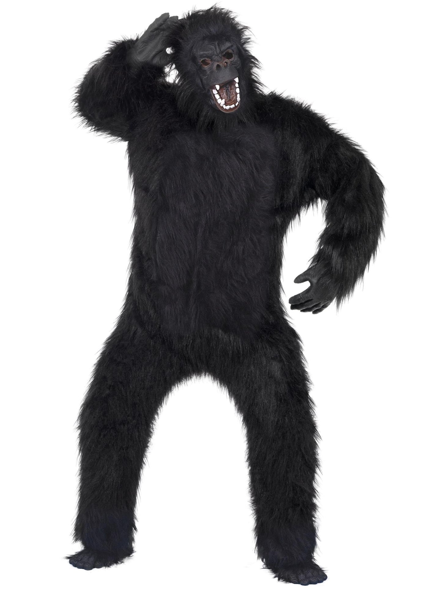 Costume de gorille, noir, avec combinaison, masque, mains et pieds