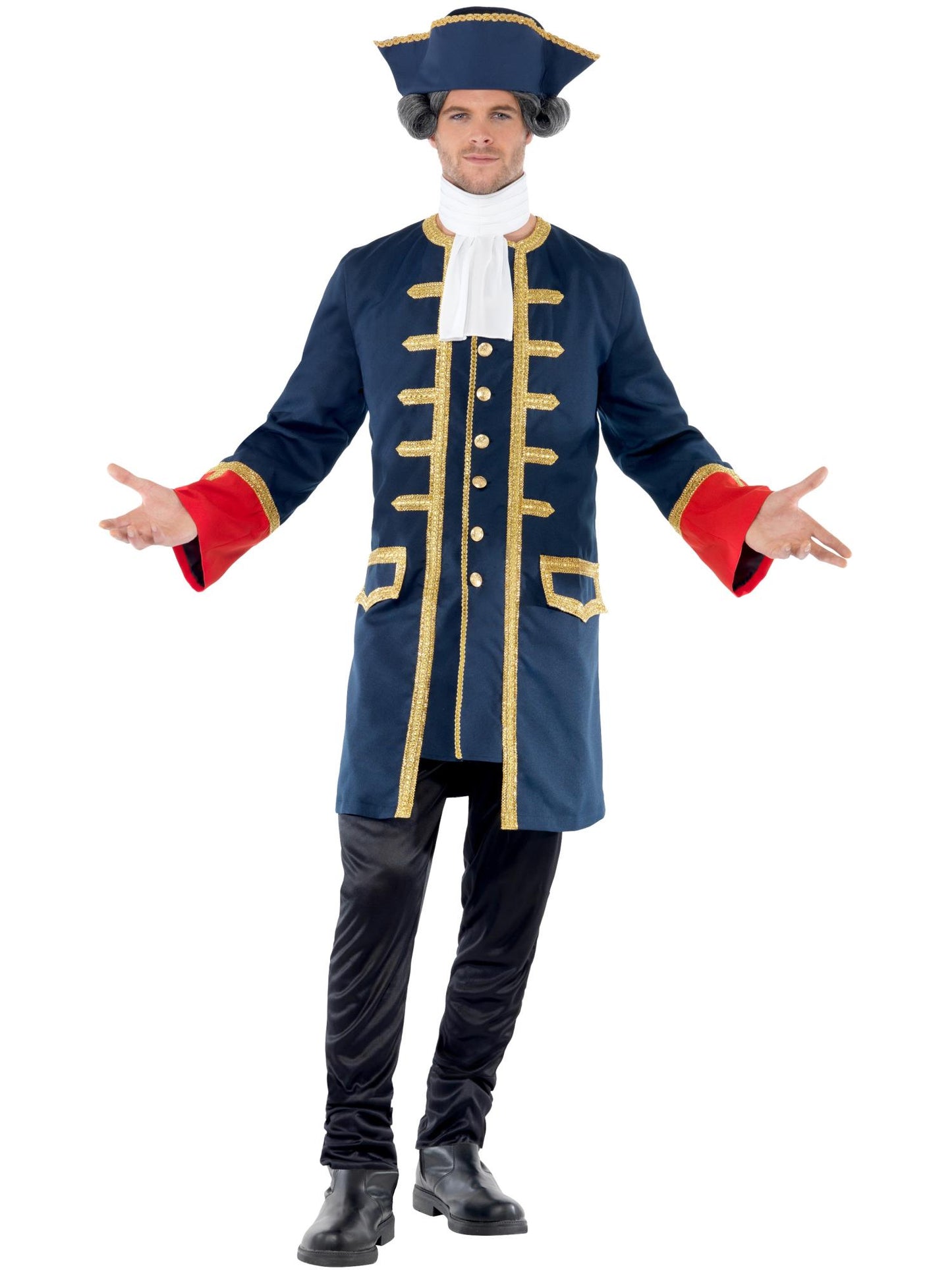 Costume commandant pirate, avec manteau et chapeau