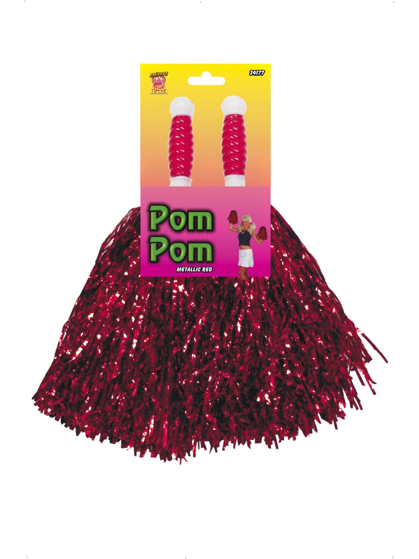Pom Poms Metallic, Red Wholesale
