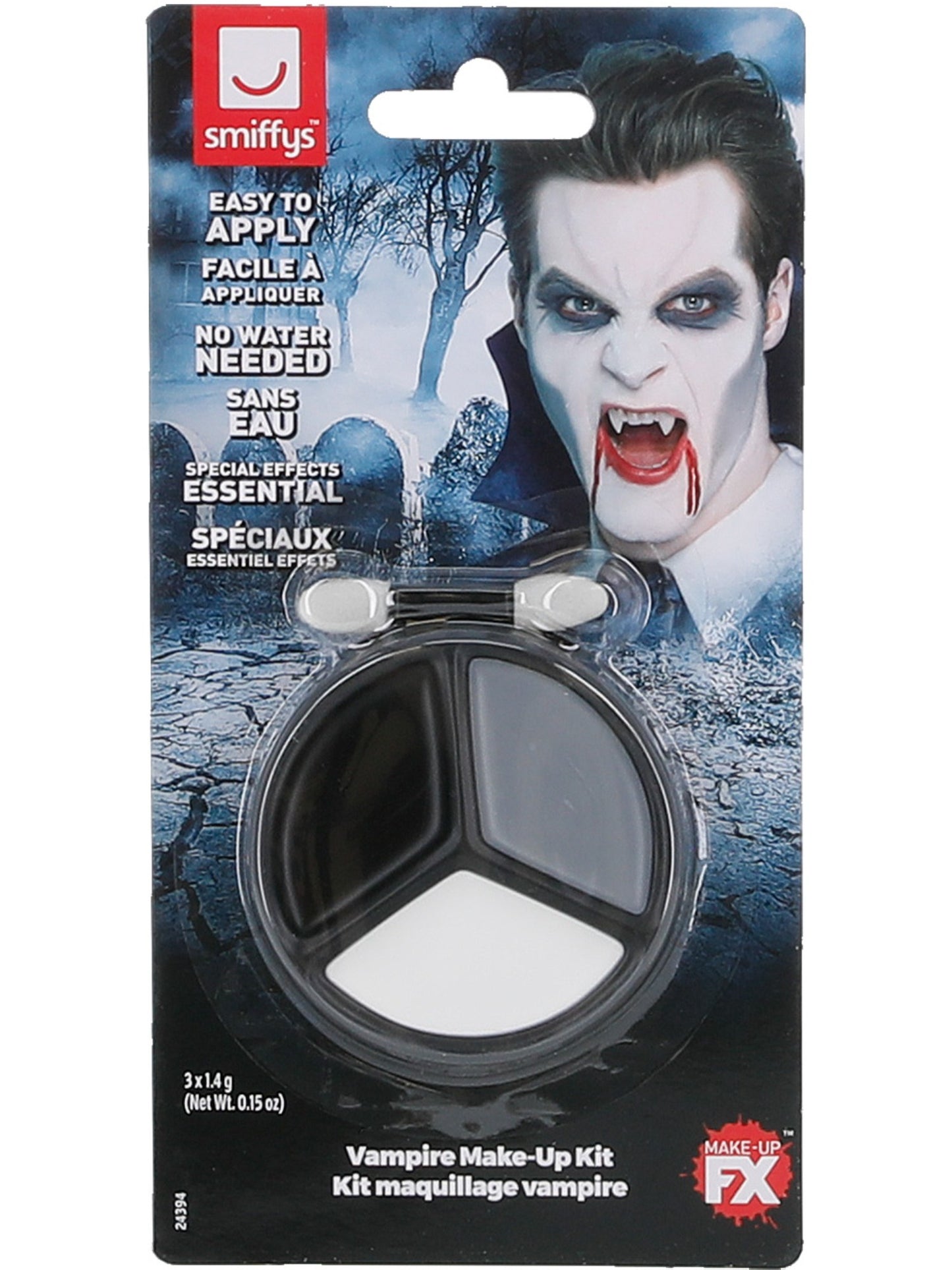 Vampir Make up Set, Graue, Schwarze & Weiße Farben mit Applikator