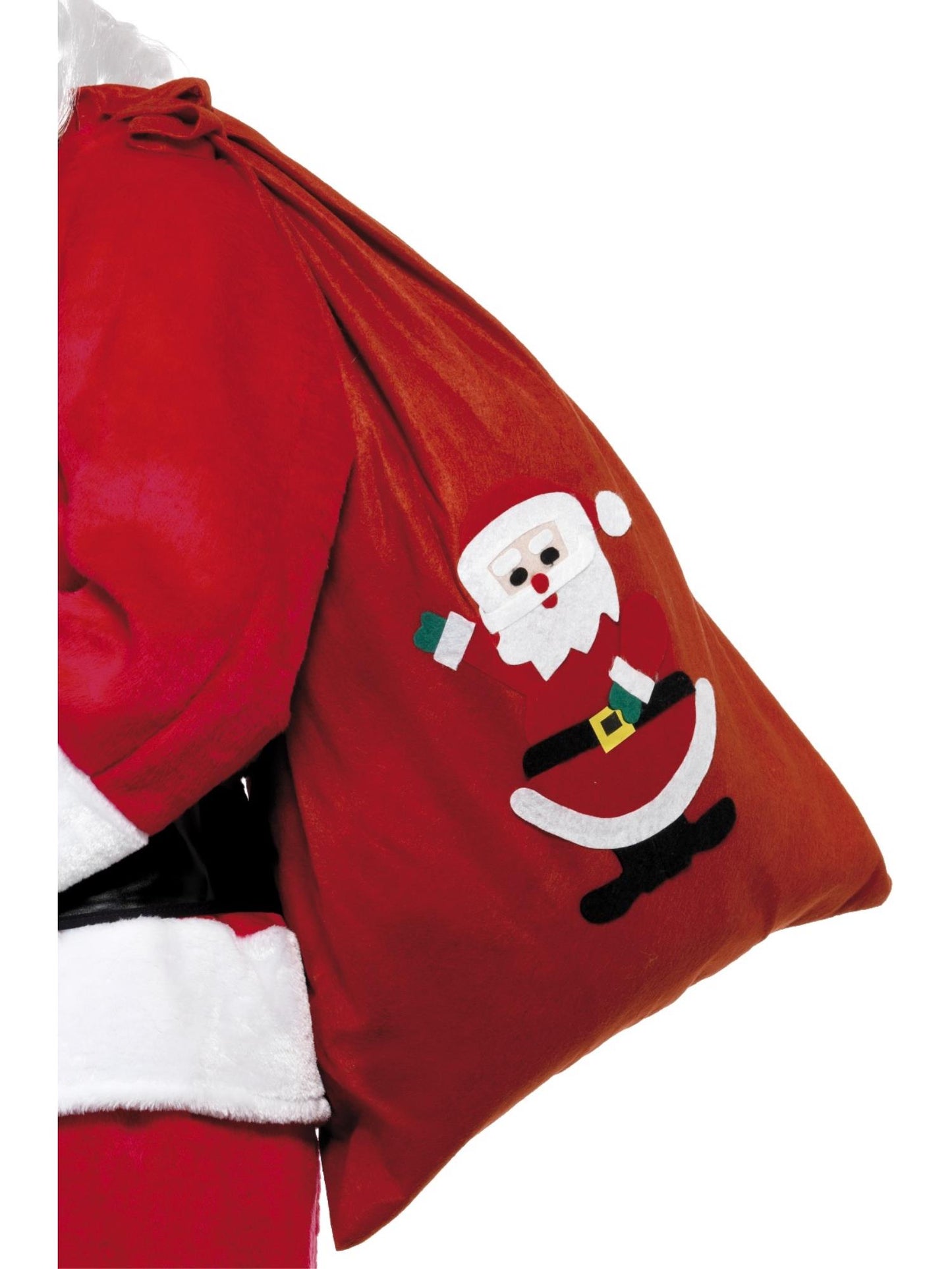 Sac de Père Noël, Rouge, avec motif et cordon coulissant, 35.4 x 23.6