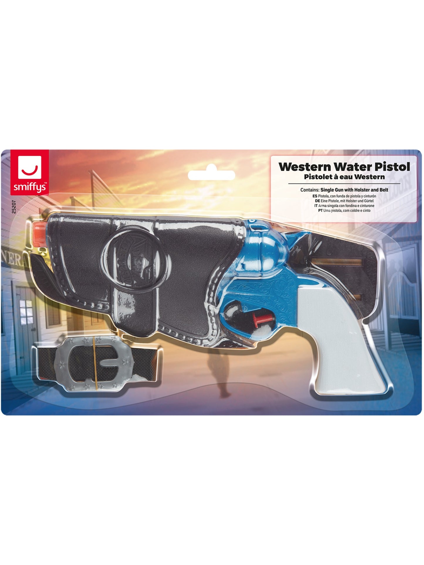 Western Water Pistol, Single Blue Gun, 25x13cm Wholesale