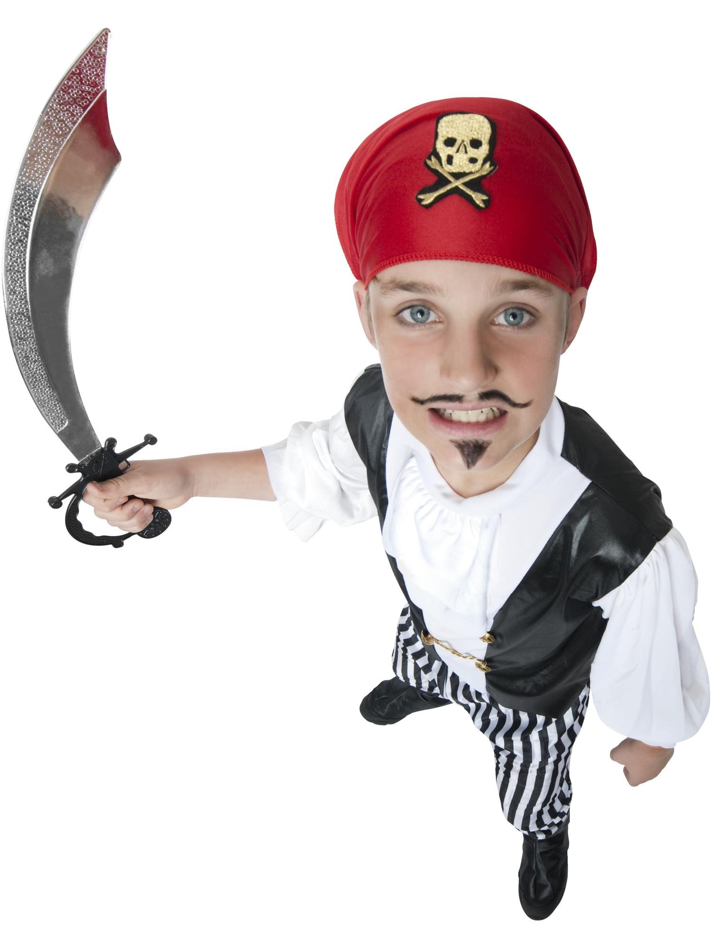 Disfraz de pirata, Blanco y Negro, camisa, pantalones, cubrebotas, pañoleta para la cabeza, cinturón