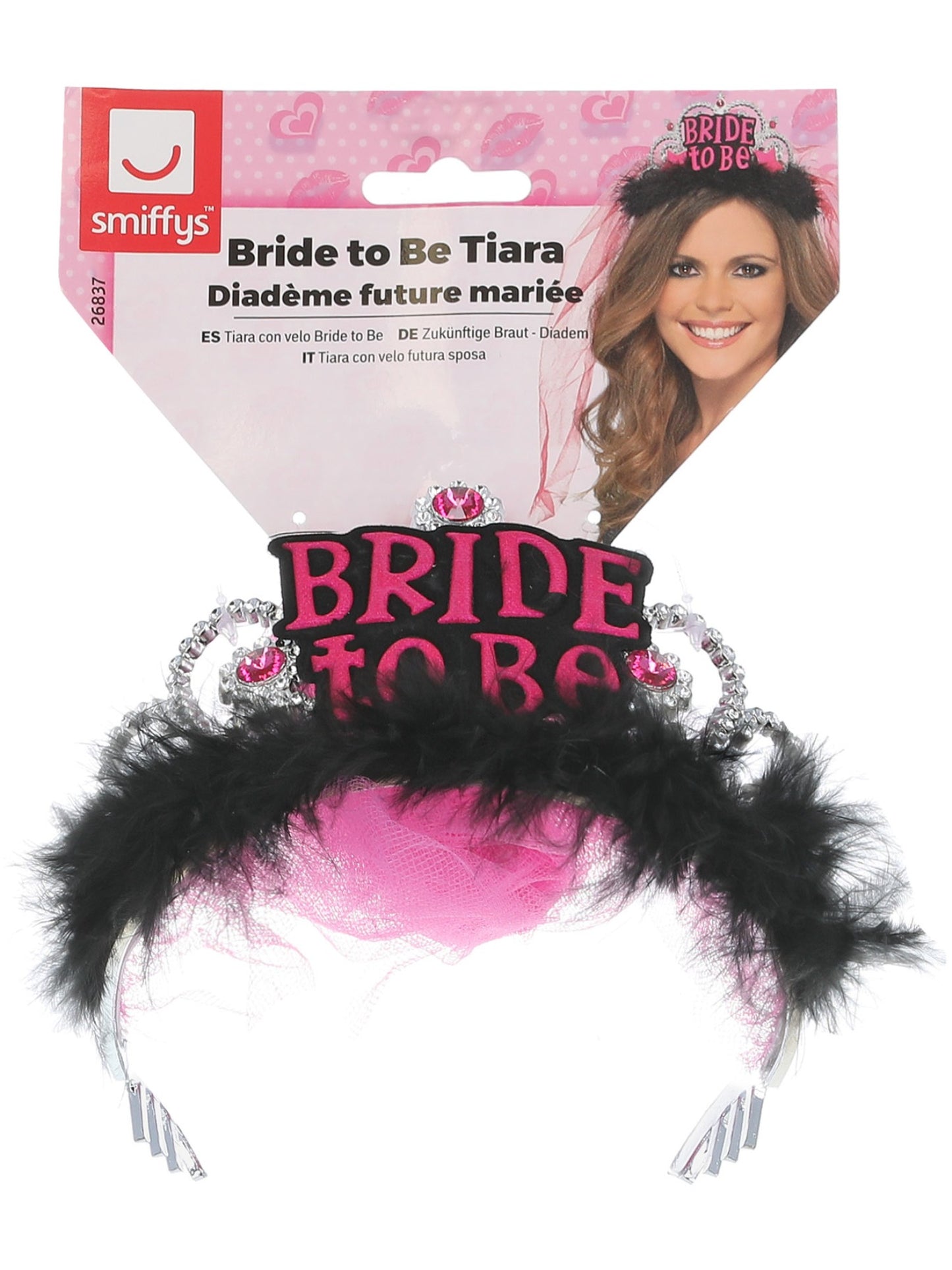 Bride To Be Tiara with Veil, Black Wholesale