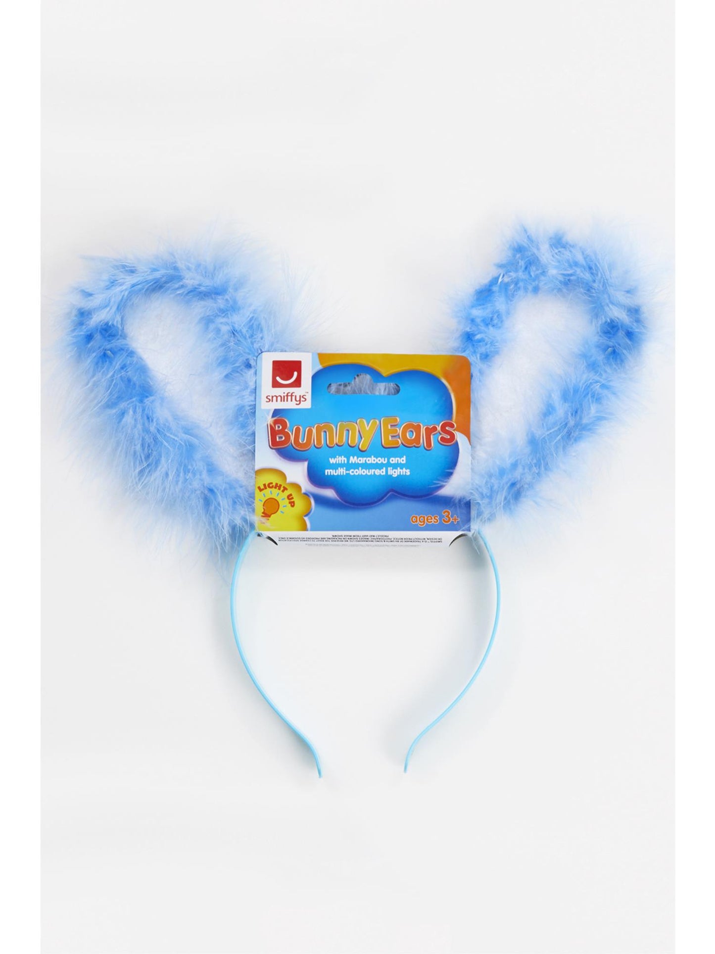 LED Light Up Fluffy Bunny Ears, Blue Wholesale