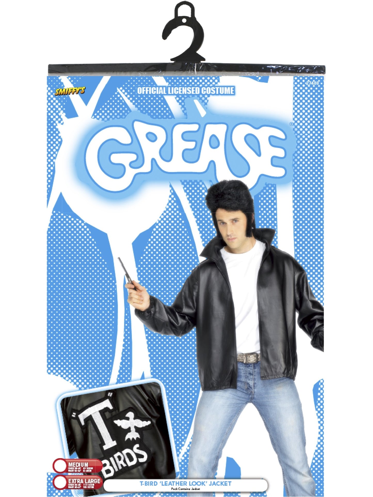 Veste Grease T-Birds, Noir, avec logo brodé
