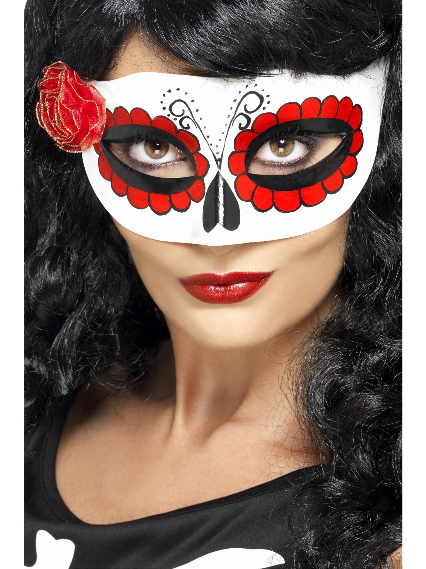 Masque jour des morts mexicain, avec rose