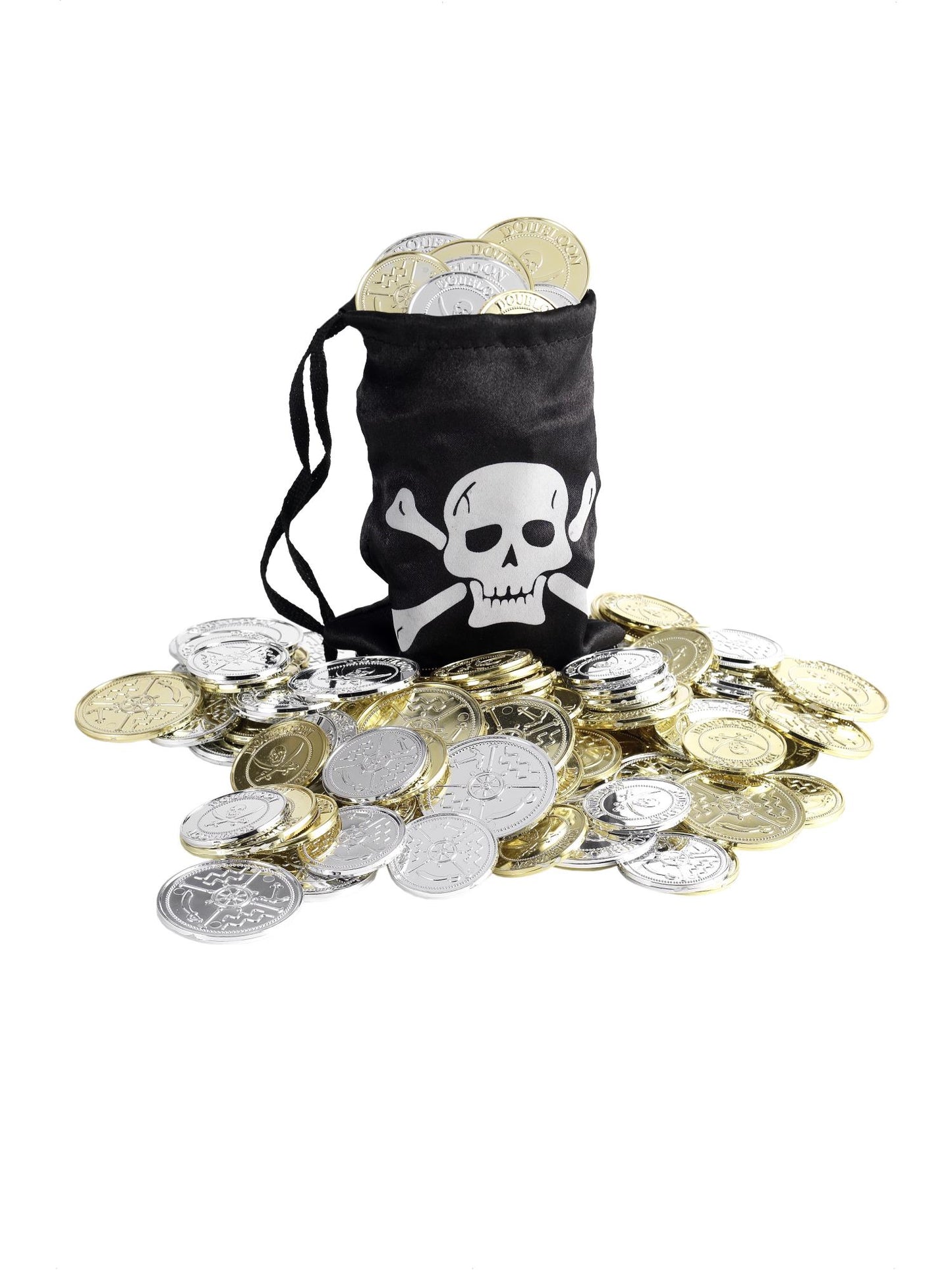 Bourse de pirate, noire, avec pièces