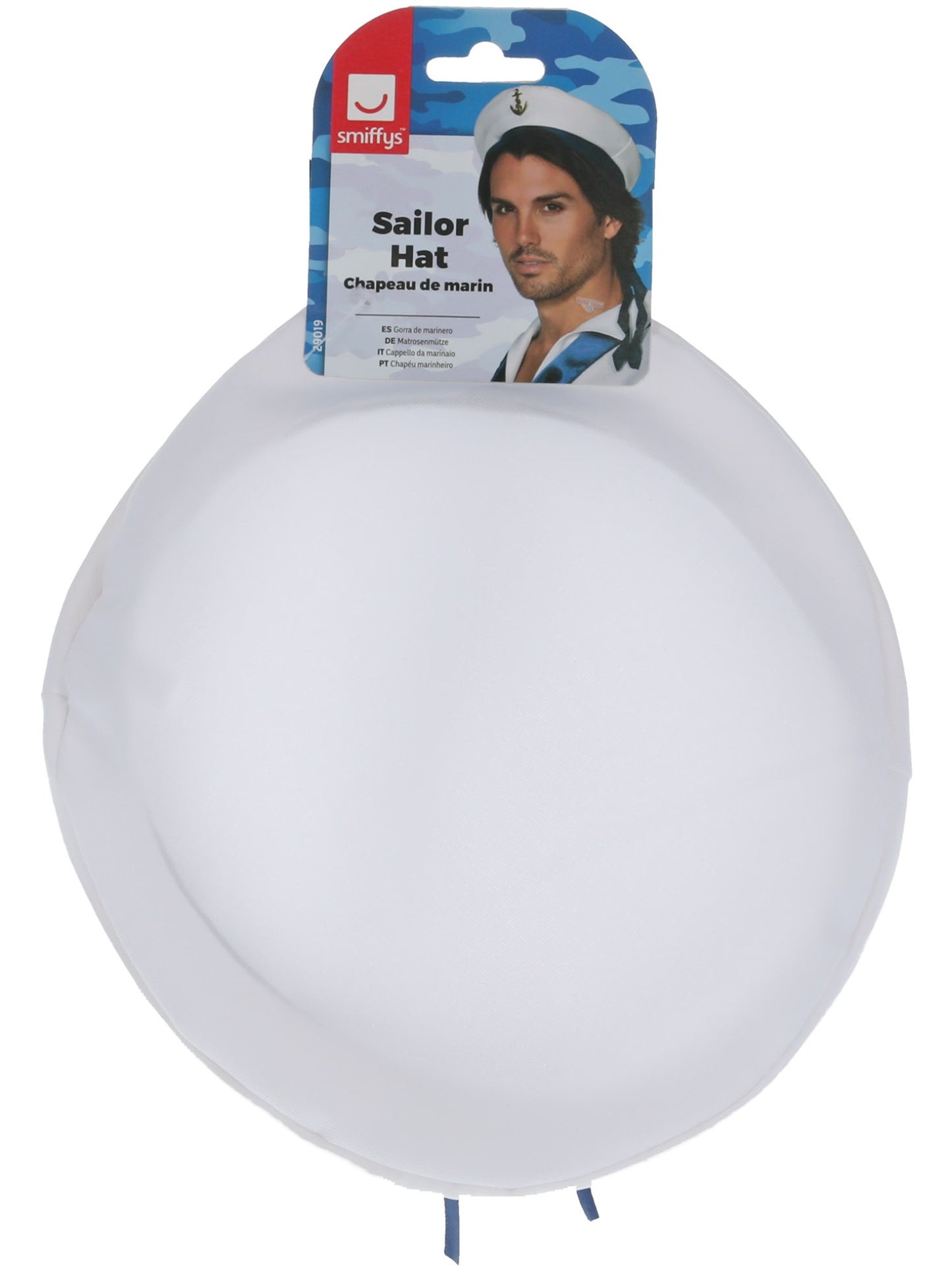 Gorra de marinero, blanco, con banda azul y ancla dorada