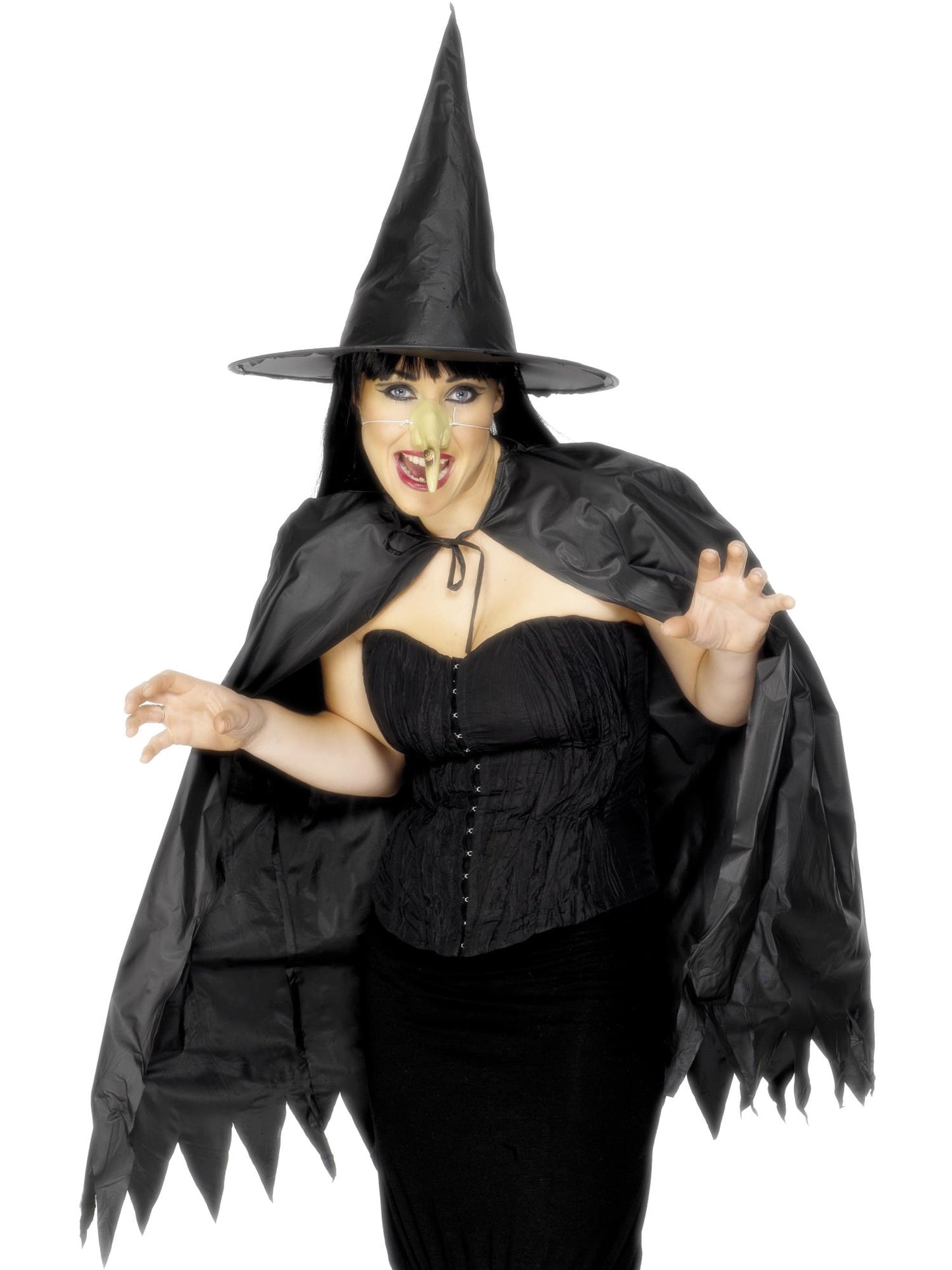 Set instantané sorcière, avec cape, chapeau et nez