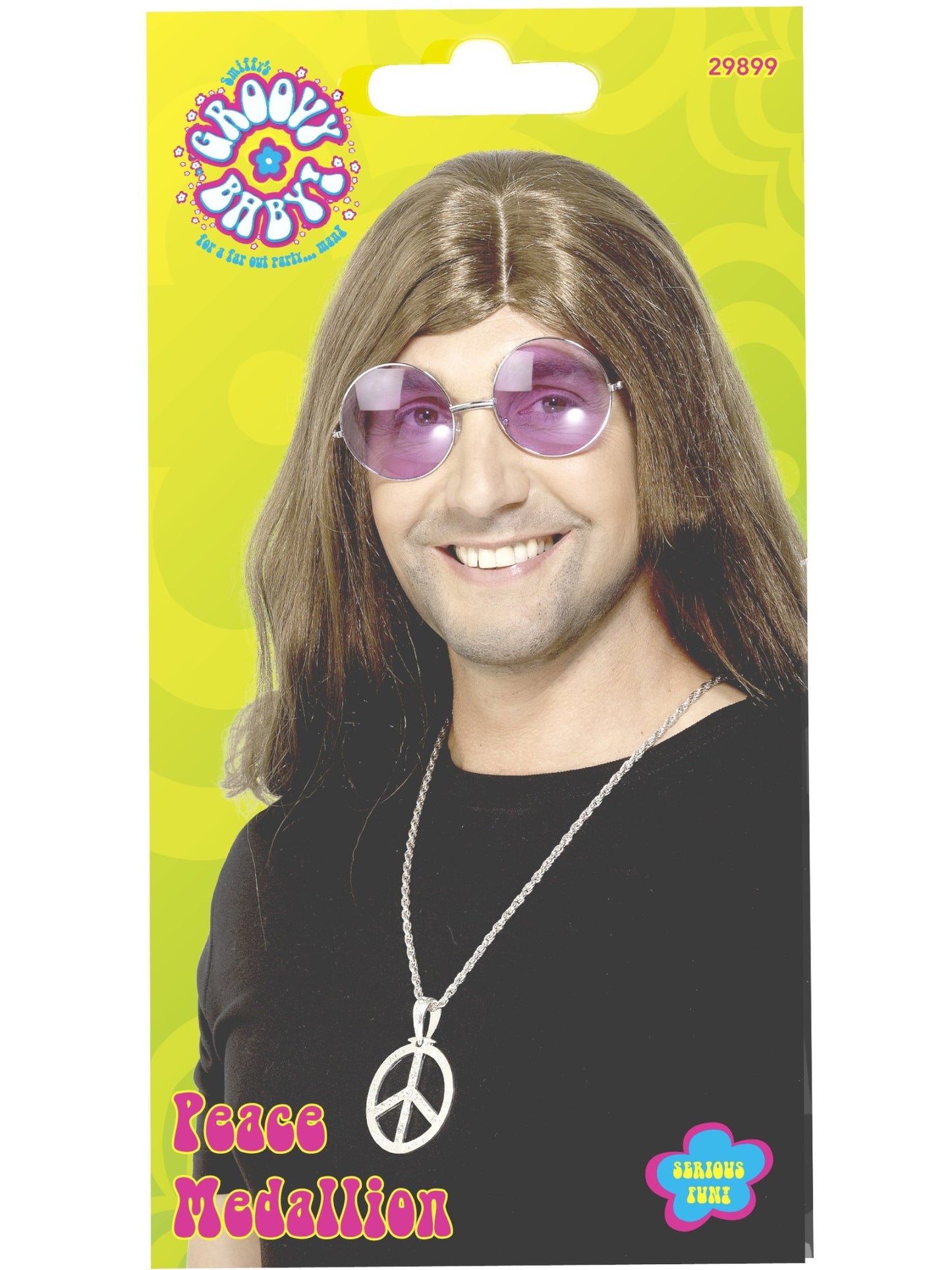 '60s Peace Sign Hippie Medallion, Silver Wholesale