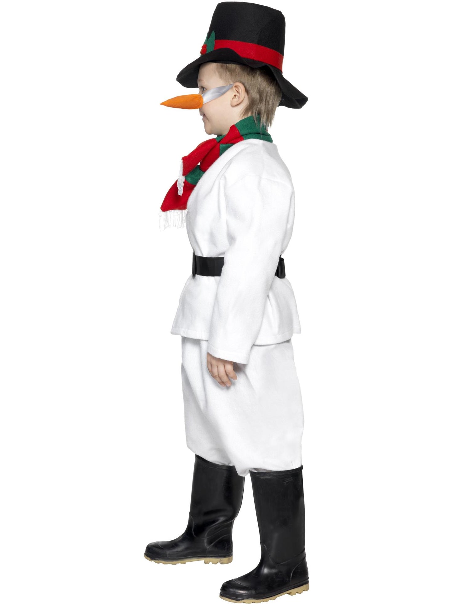 Costume bonhomme de neige, Blanc, Avec haut, pantalon, chapeau, foulard, ceinture et nez de carotte