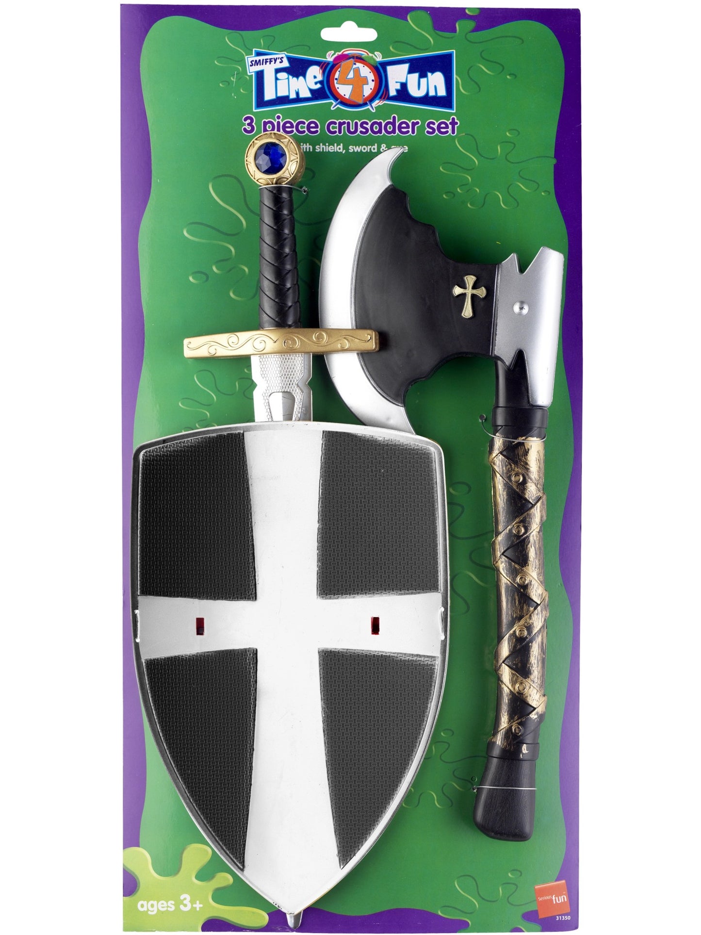 Set de cruzado de 3 piezas con escudo, espada y hacha, 50cm / 20in