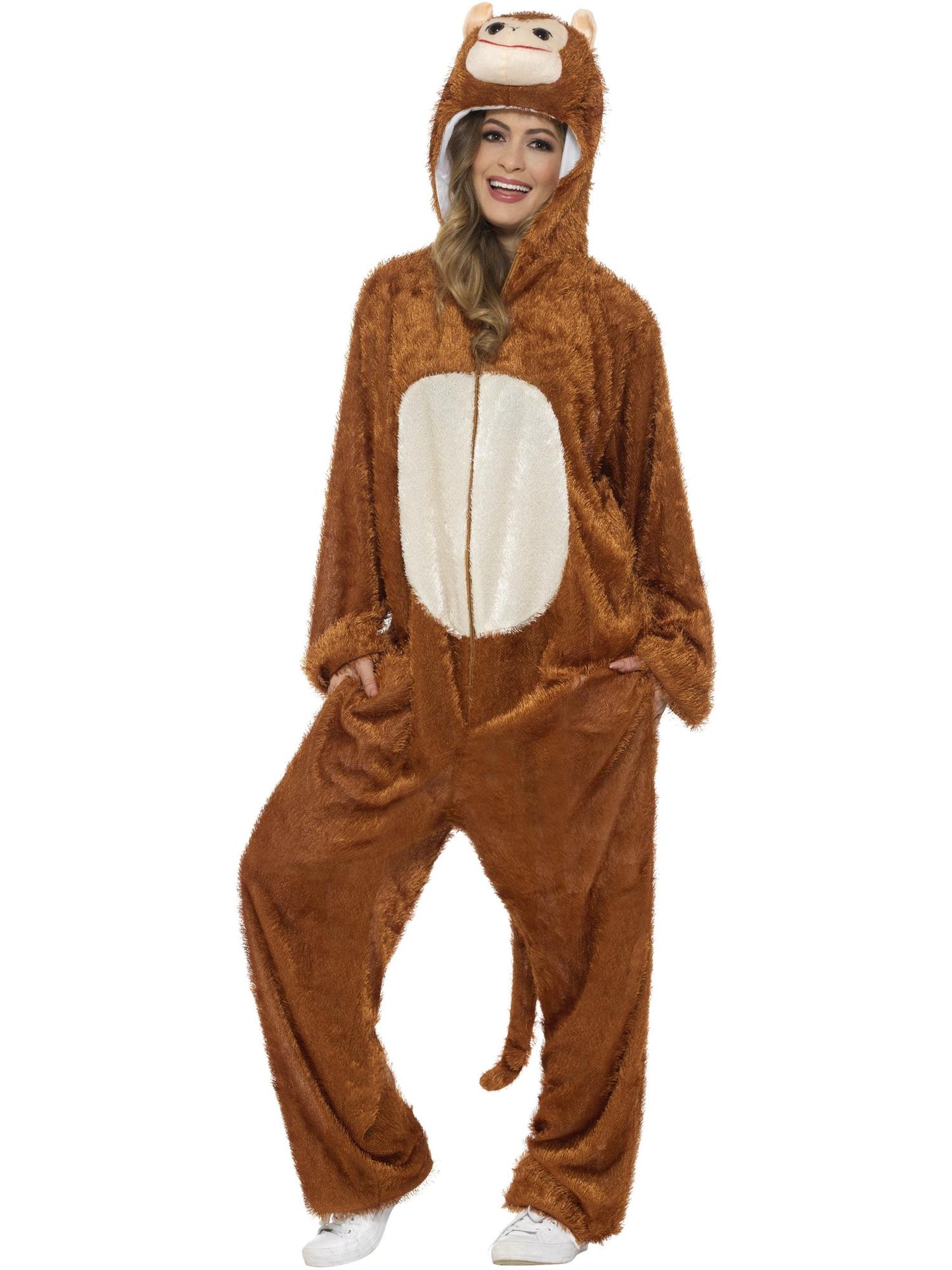 Affe Kostüm, Erwachsene, enthält Jumpsuit mit Kapuze