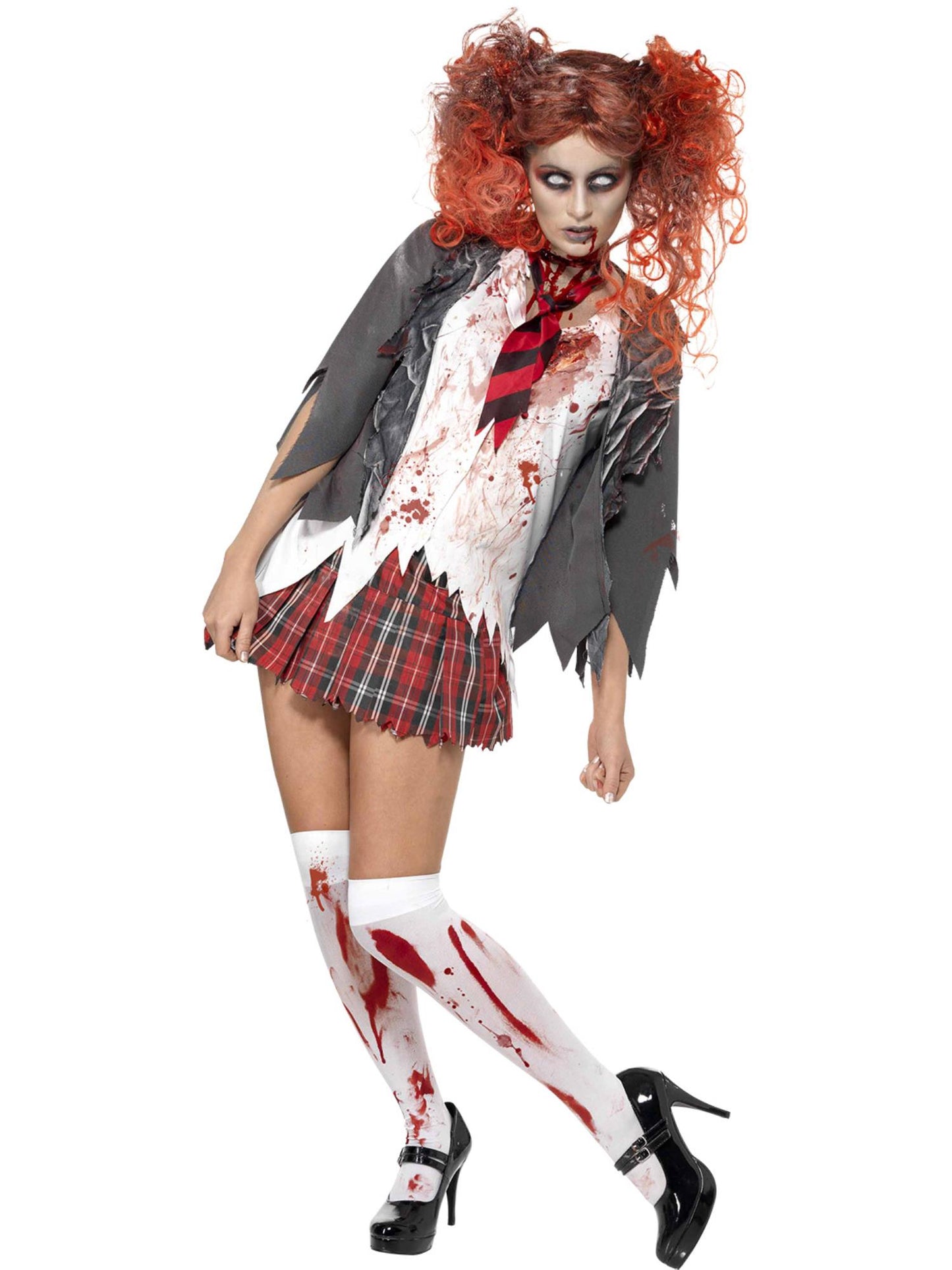 High School Horror Zombie Schoolgirl Costume, Grey Wholesale