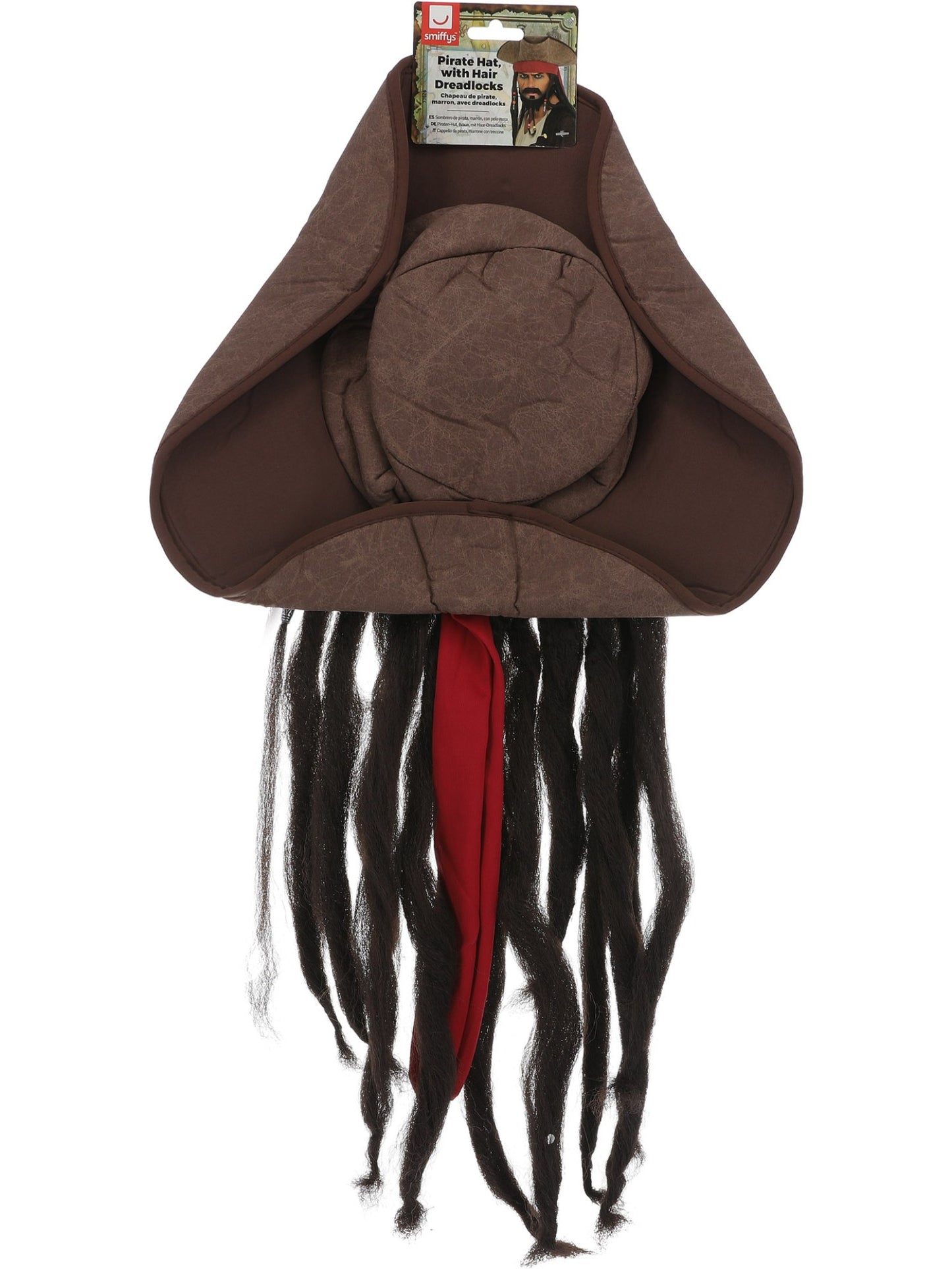 Chapeau de pirate, marron, avec dreadlocks