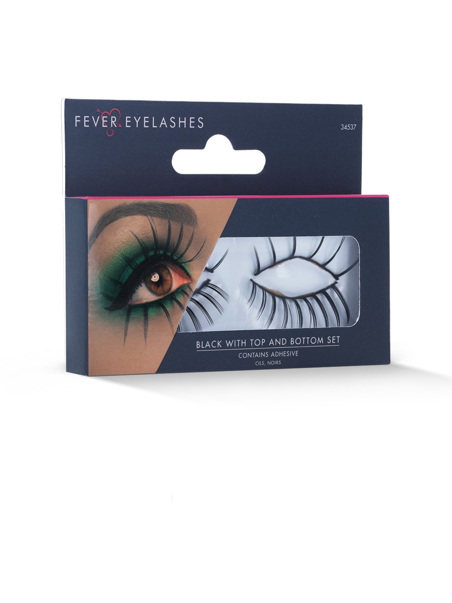Wimpern, Ober-und Untersatz, Lange, enthält Klebstoff, Schwarz