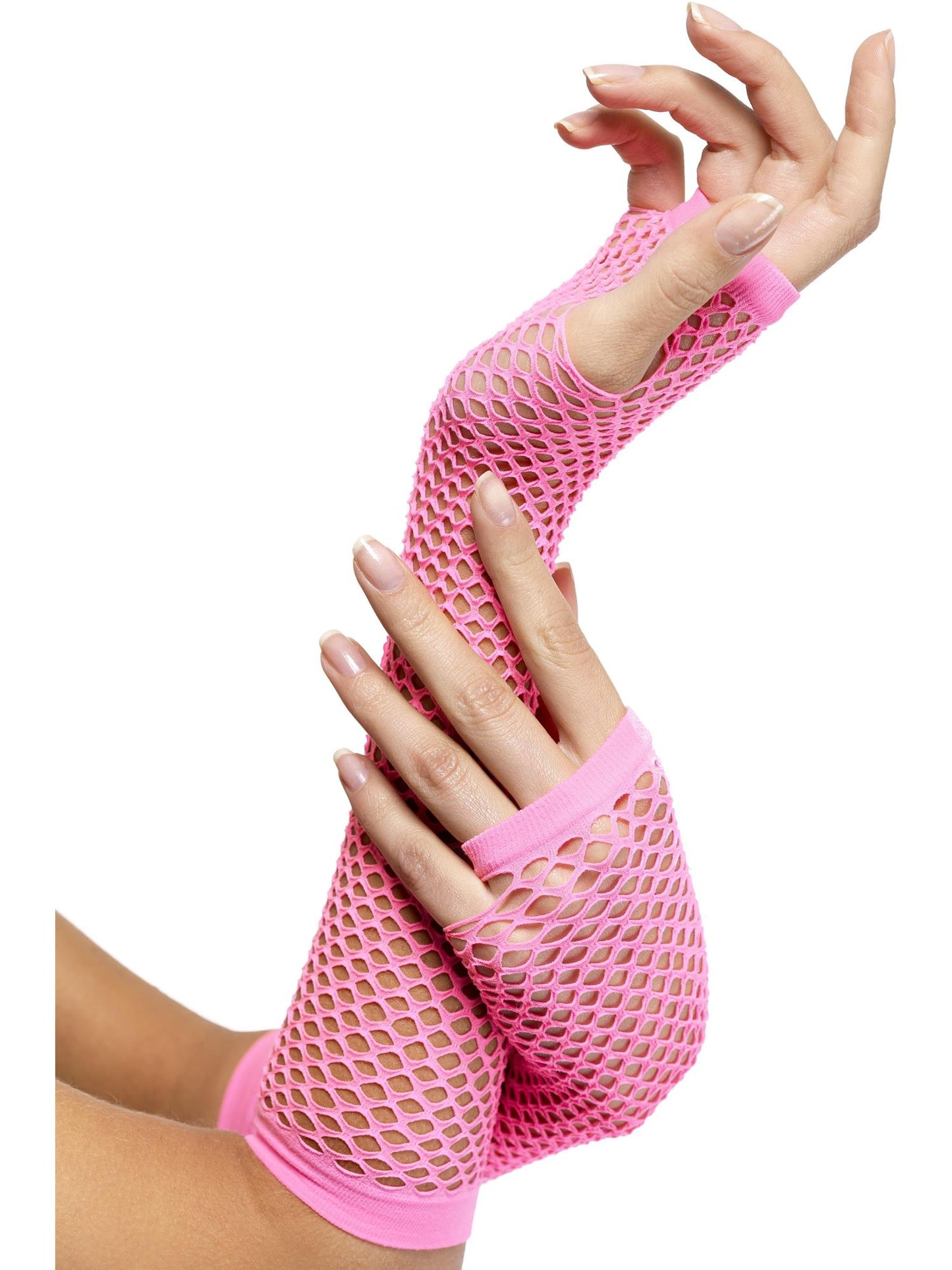 Gants en résille roses, longs