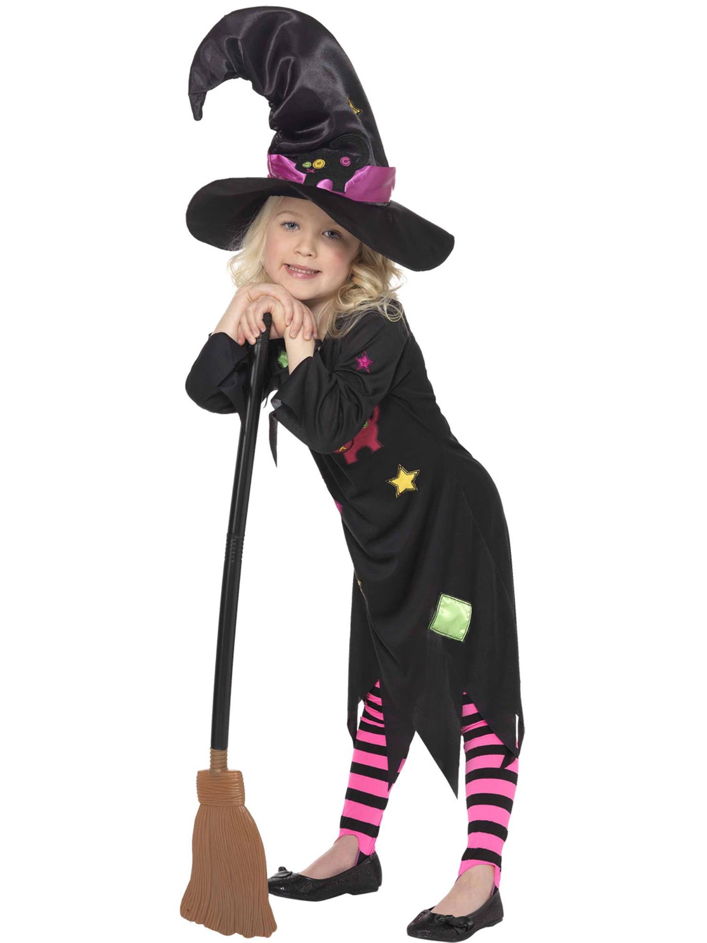 Costume mignonne sorcière, Noir, avec robe, chapeauet bas