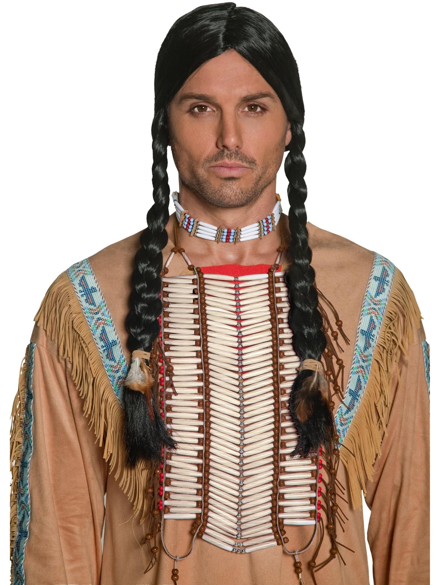 Plastron blanc inspiré amérindien