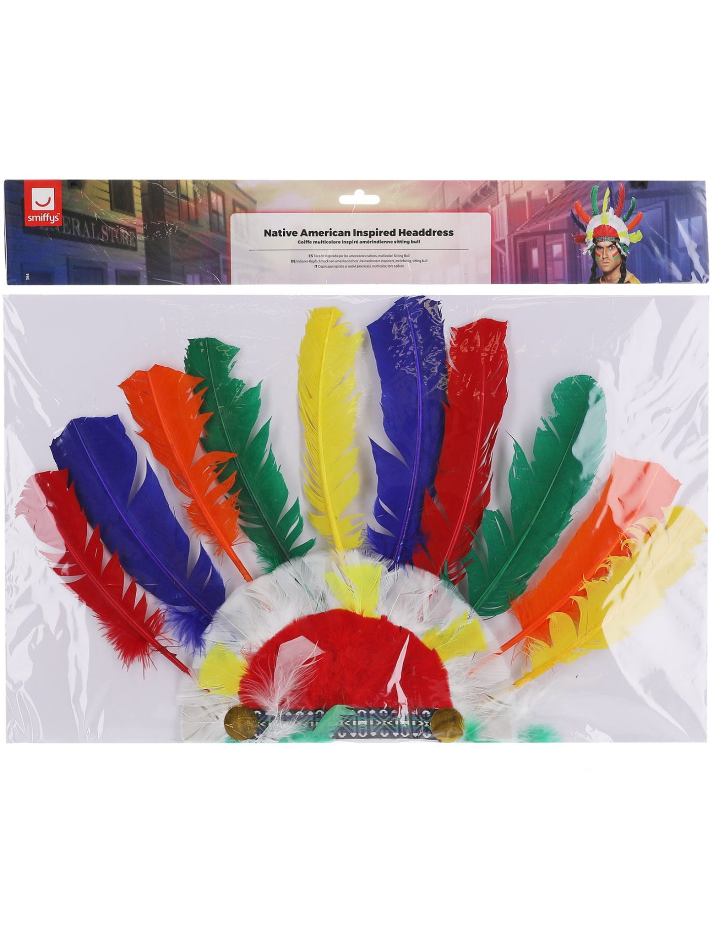 Indianer-Kopfschmuck von amerikanischen Ureinwohnnern inspiriert, mehrfarbig, sitting bull