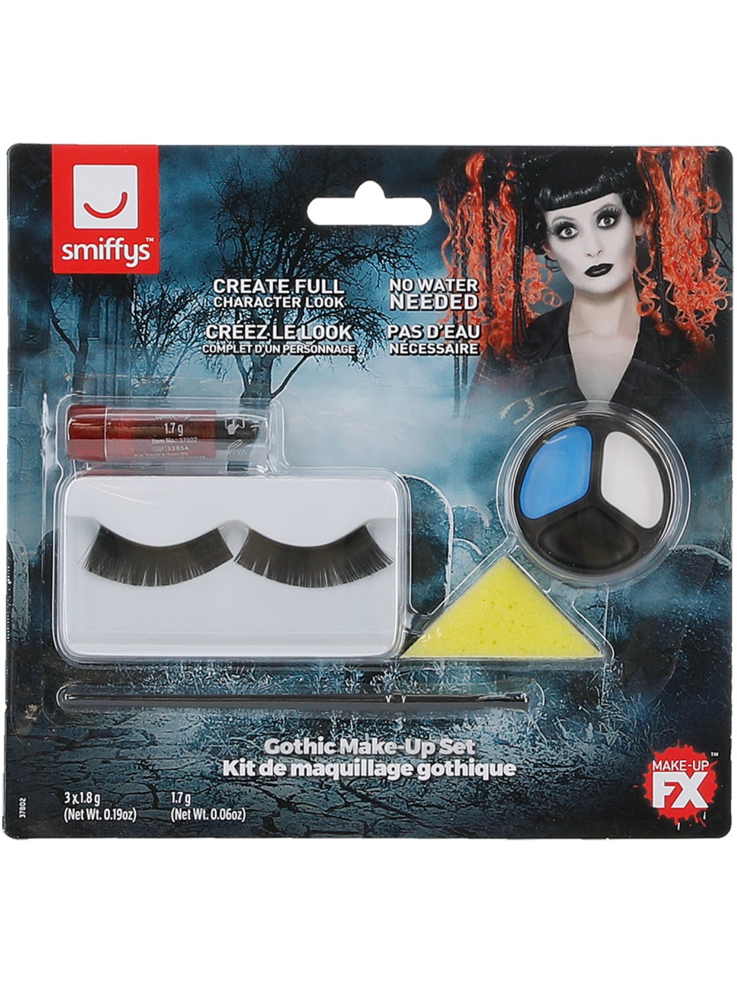 Kit de maquillage gothique, comprend peinture du visage, rouge à lèvres et cils