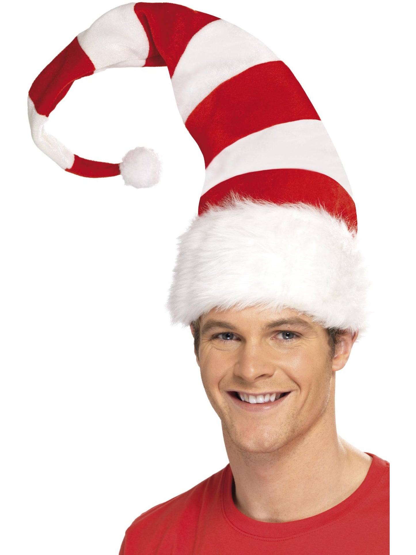 Striped Santa Hat, Red & White Wholesale