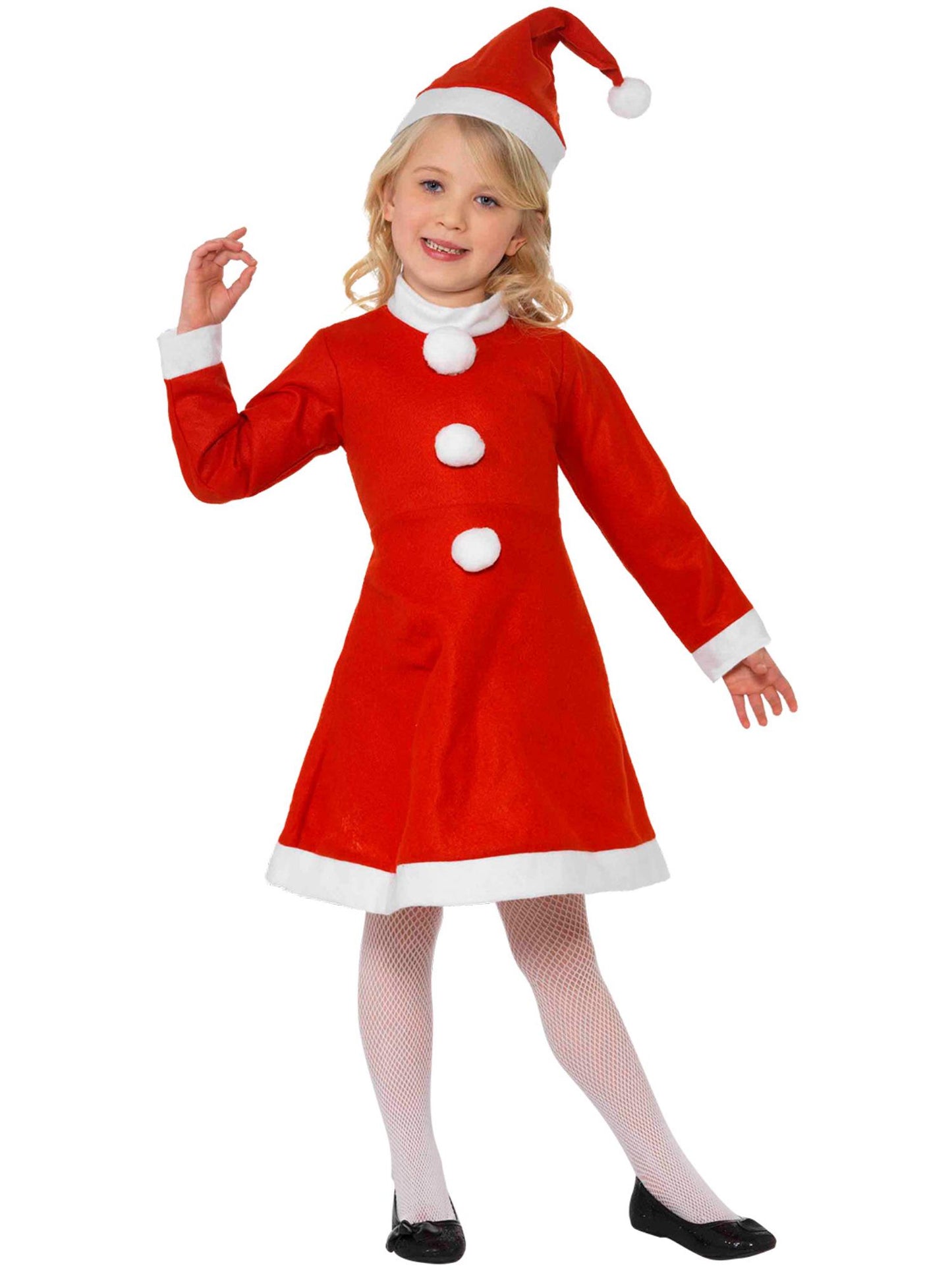 Costume de Mère Noël pour petite fille, Rouge, avec robe et bonnet