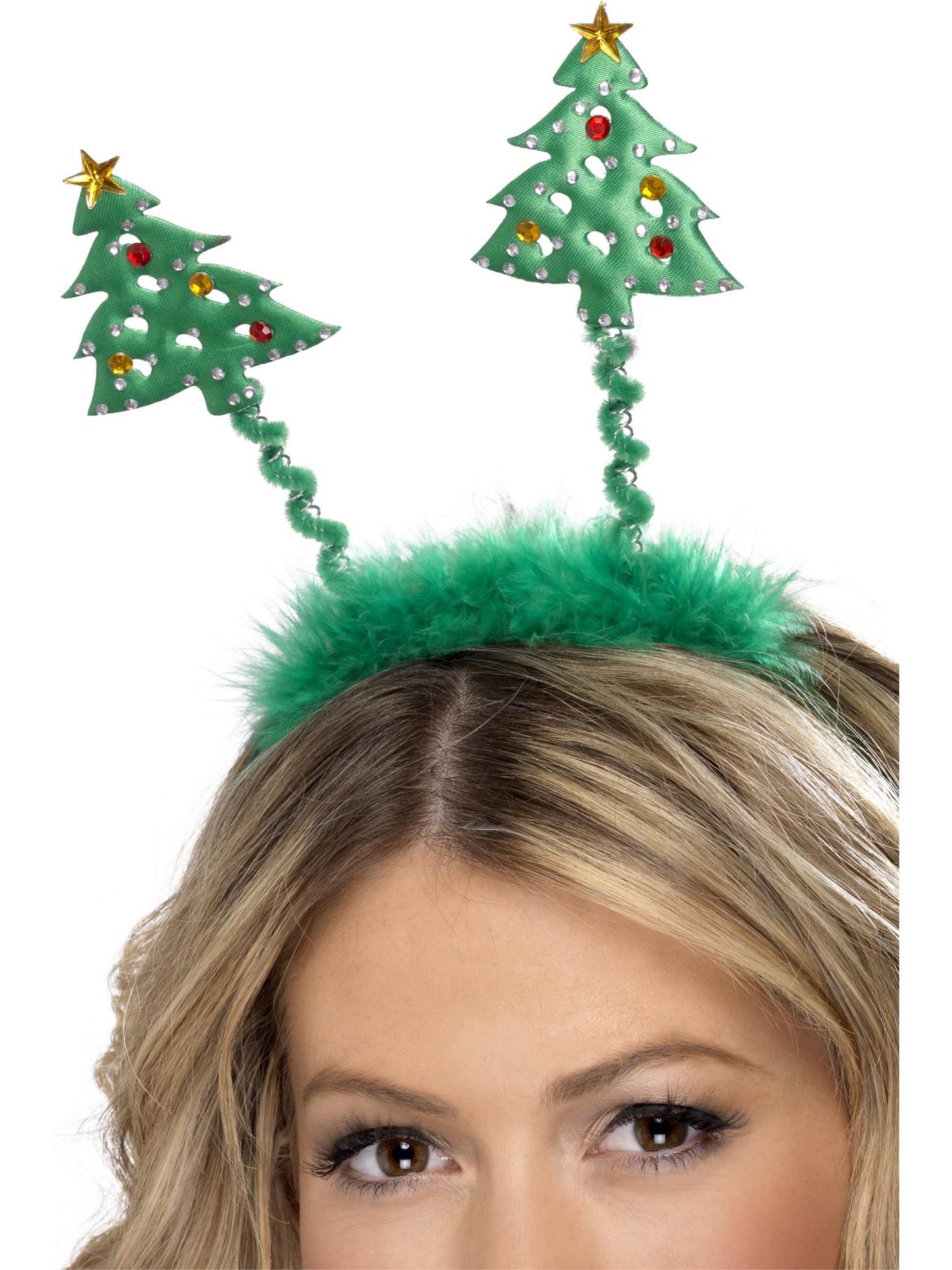 Diadema con árboles de Navidad, Verde, con diadema
