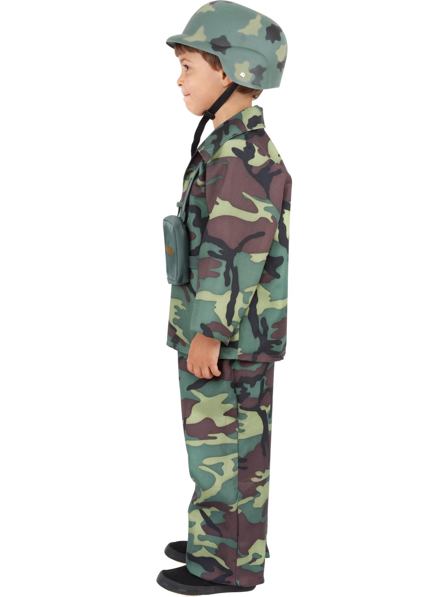 Soldat Jungenkostüm, mit Oberteil, Hose und Rucksack