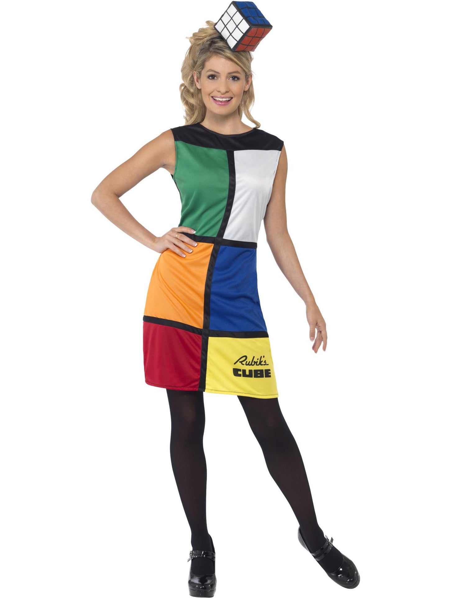 Costume Rubik's Cube, Multicolore, avec robe, bandeau et sac
