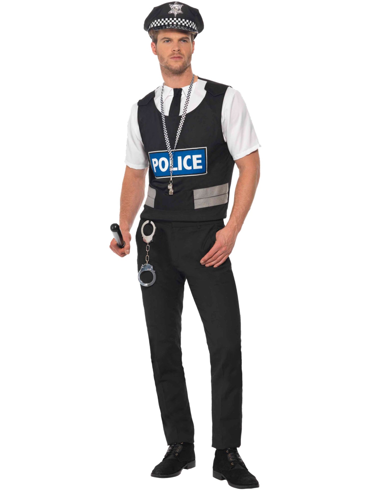 Kit de policier, avec maillot, fausse chemise, casquette et menottes