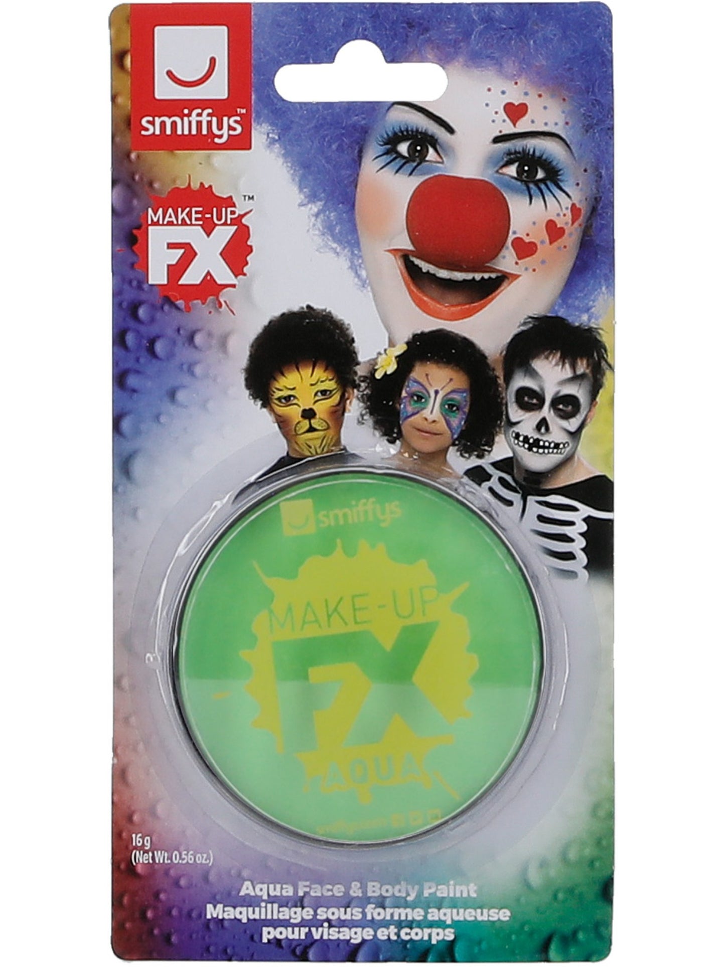 Maquillaje FX Smiffy, Aqua pintura facial y de cuerpo, verde lima, 16ml, a base de agua