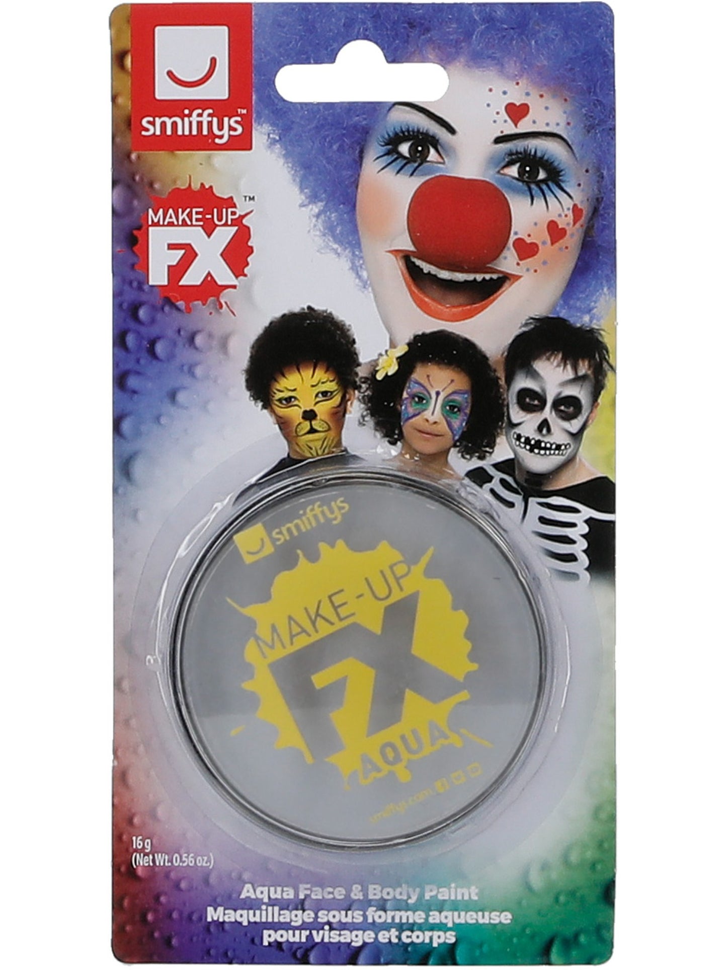 Smiffys Make-Up FX, Aqua Gesichtsund Körperfarbe, Hellgrau, 16ml, Wasserbasierend