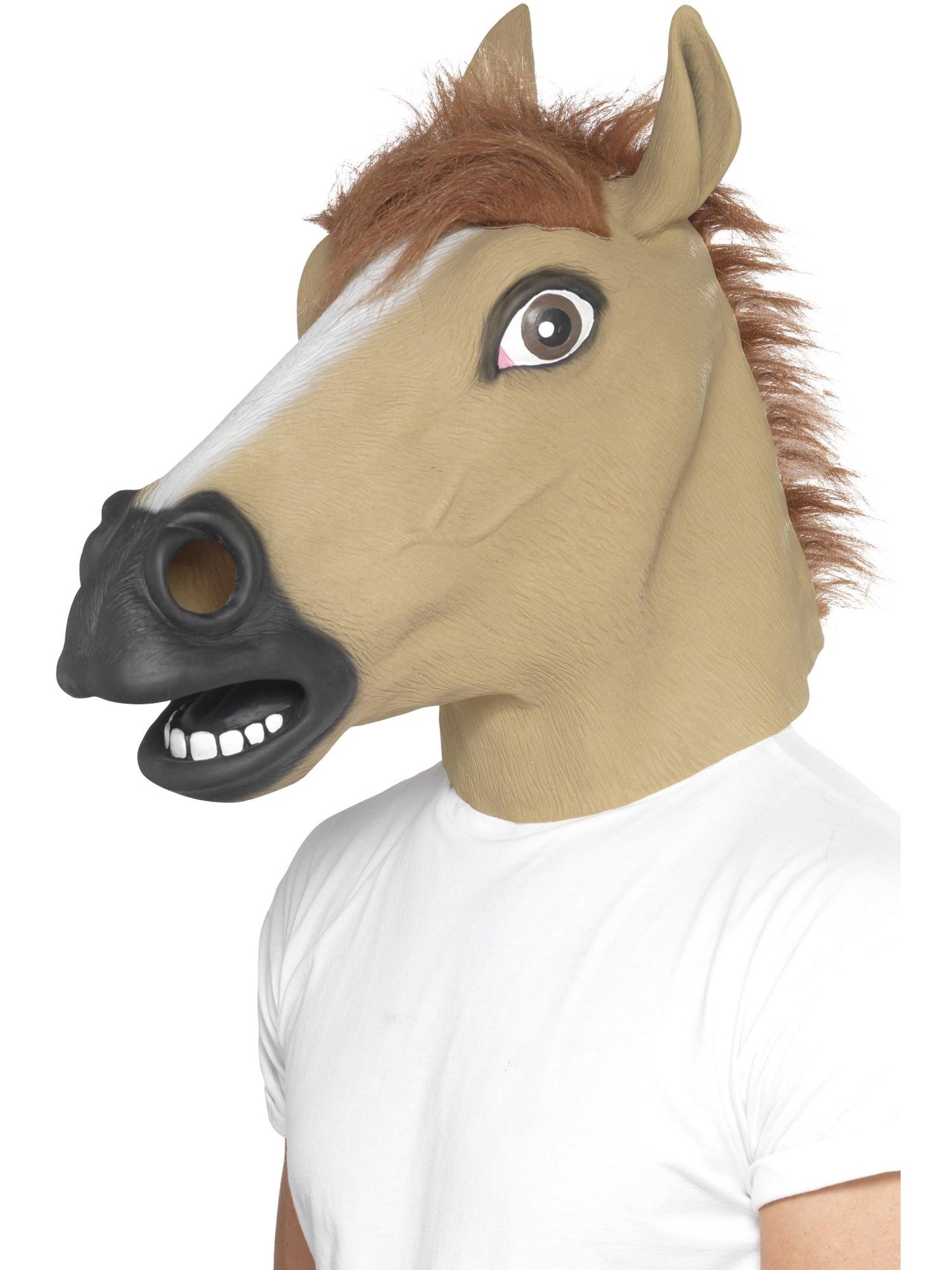 Pferdemaske, Braun, Komplette Kopfabdeckung, Latex mit Fell