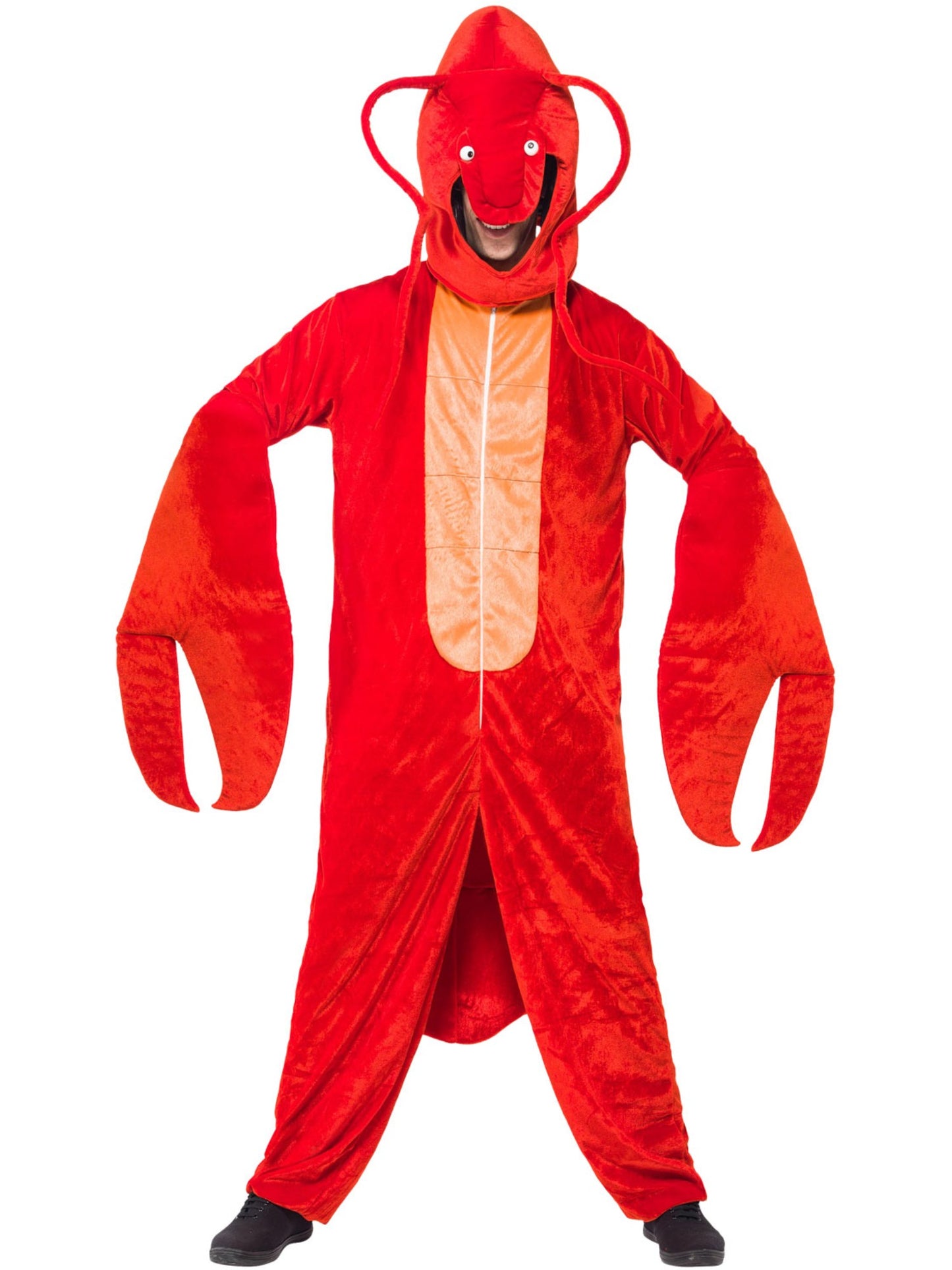 Lobster Kostüm, Rot, mit Bodysuit und Kapuze
