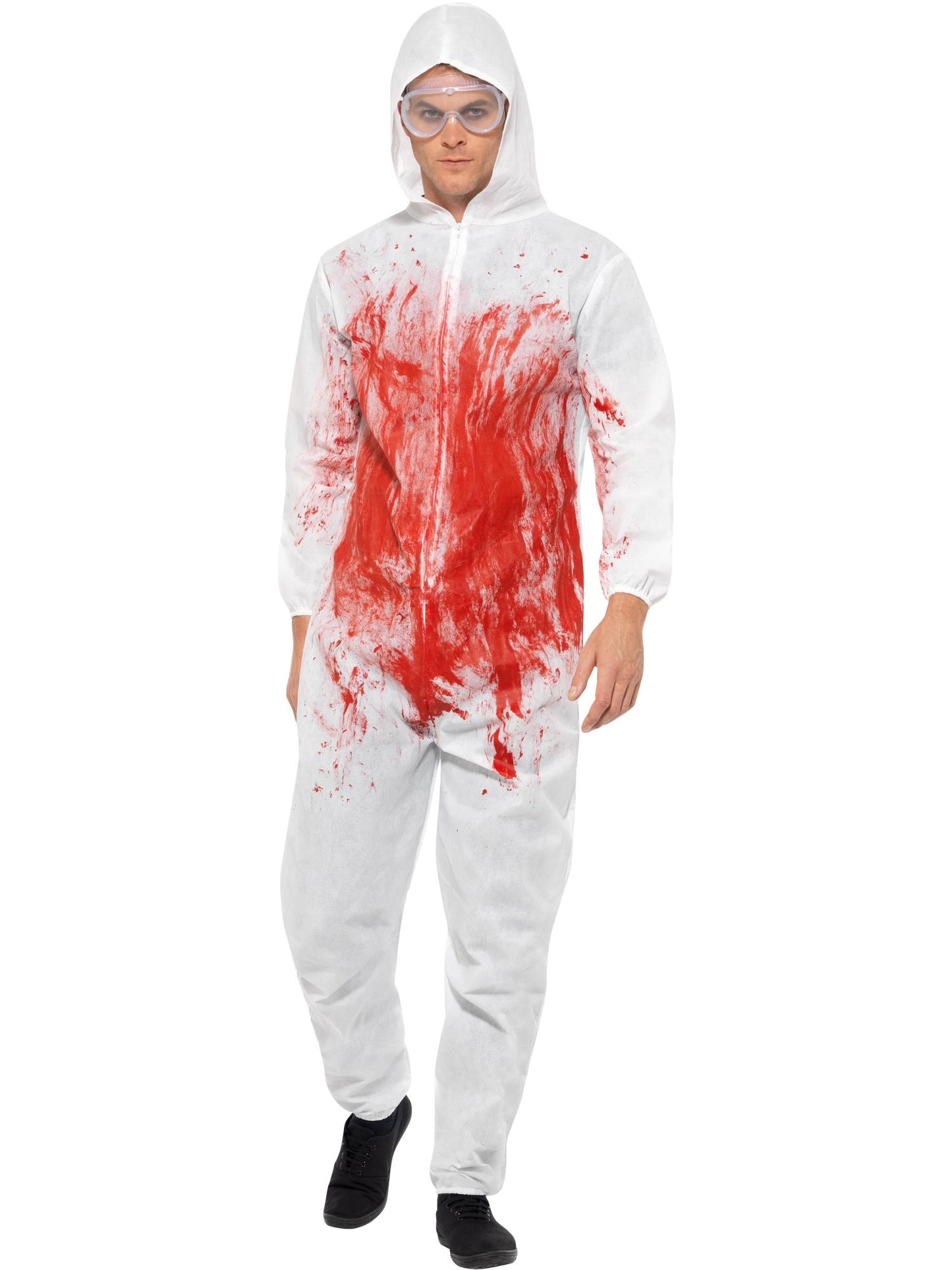 Mono de forense sangriento, Rojo, con mono & gafas de protección