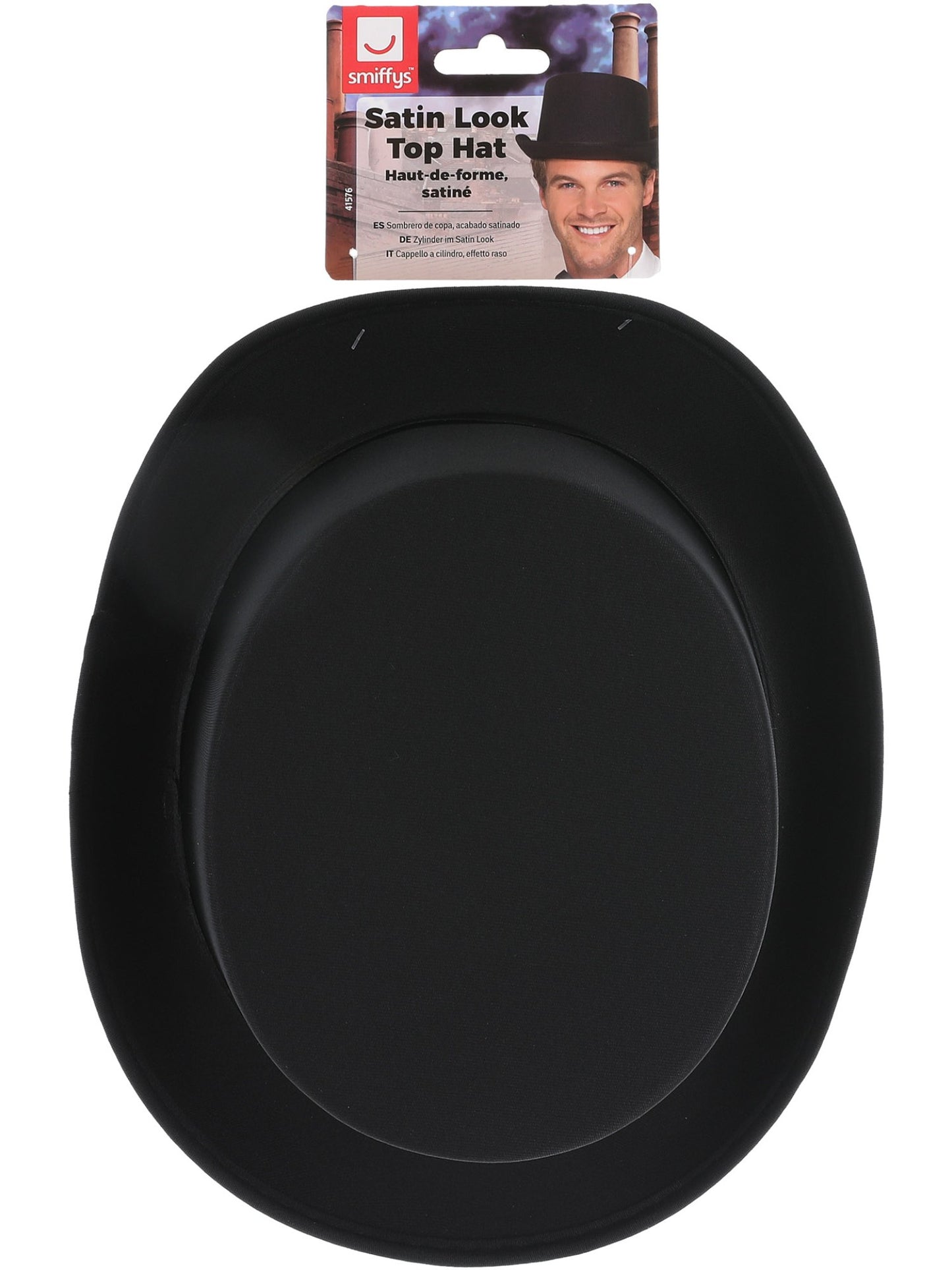 Sombrero de copa, acabado satinado, Negro, con borde interior elástico